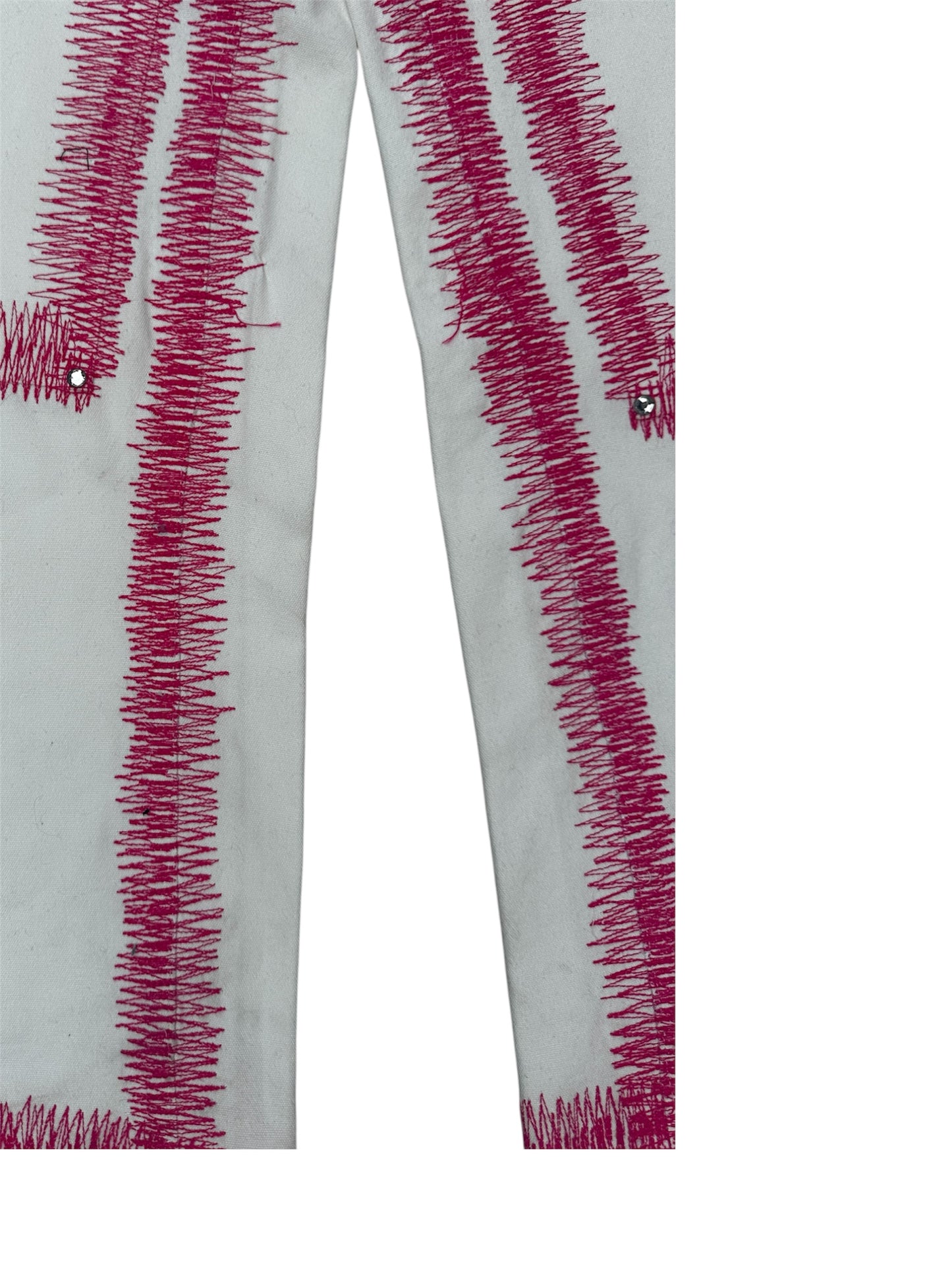 Earthling VIP White/Pink Contrast Stitch Denim β Size 34