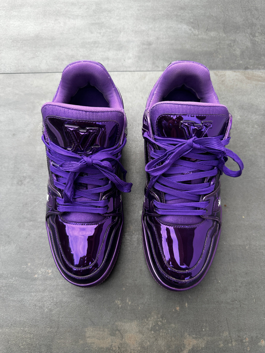 Louis Vuitton Trainer Sneaker – Purple Patent (Size 6)