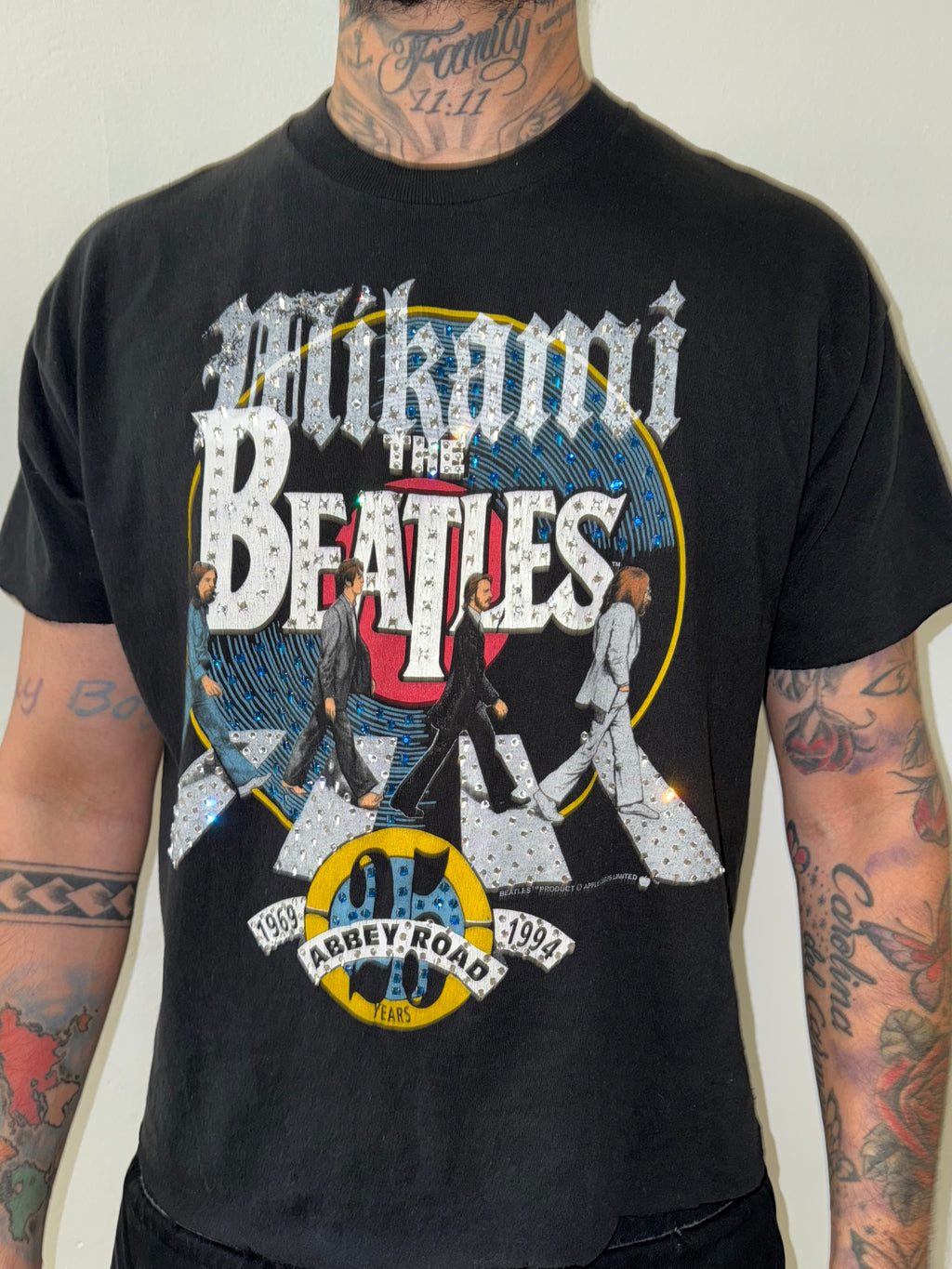 MIKAMI x The Beatles Crop Tee | Vintage Rhinestone Band Shirt