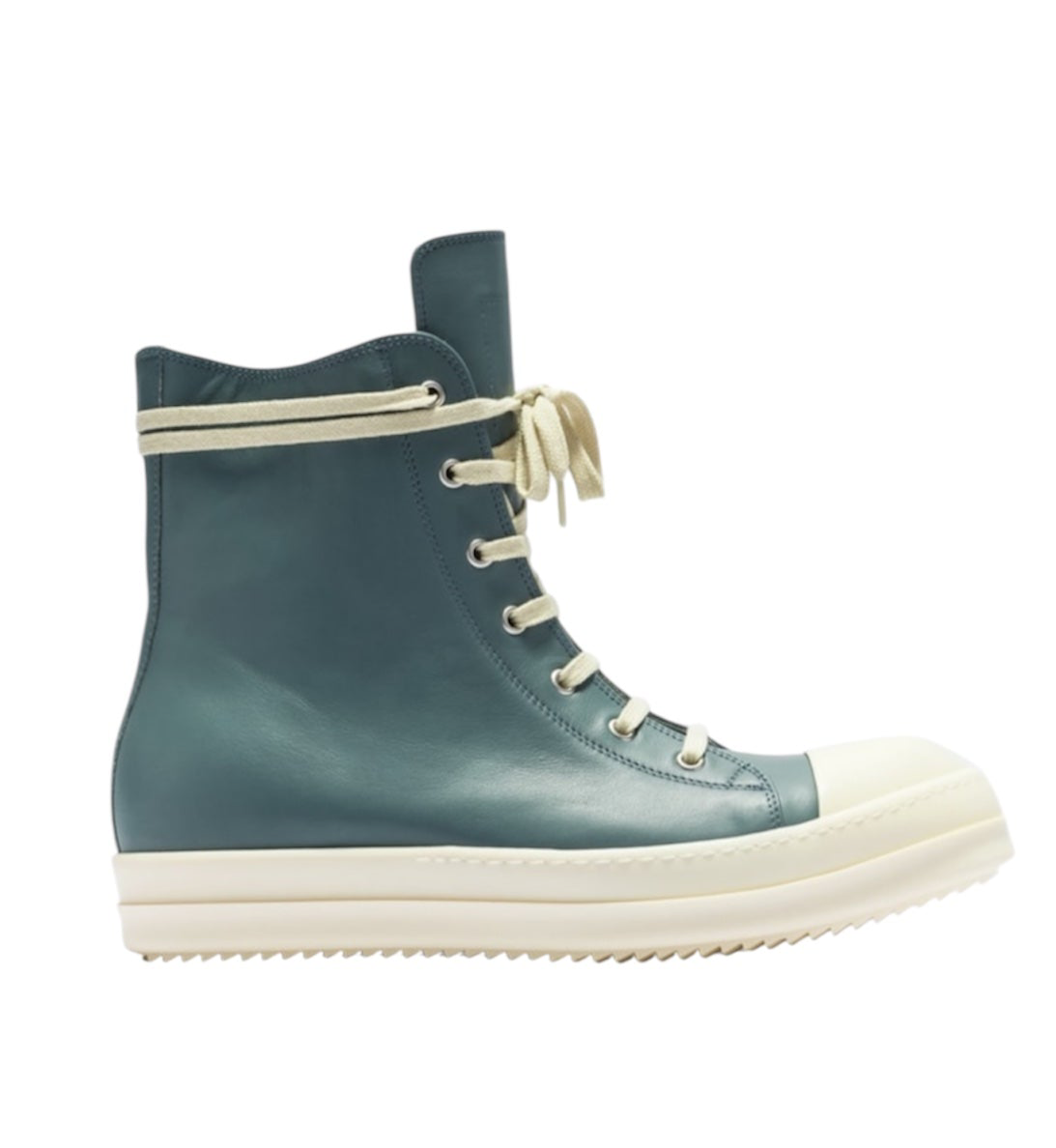 Designer Grain Calf Leather High-Top Sneakers – Green / Milk (Rick Owens)