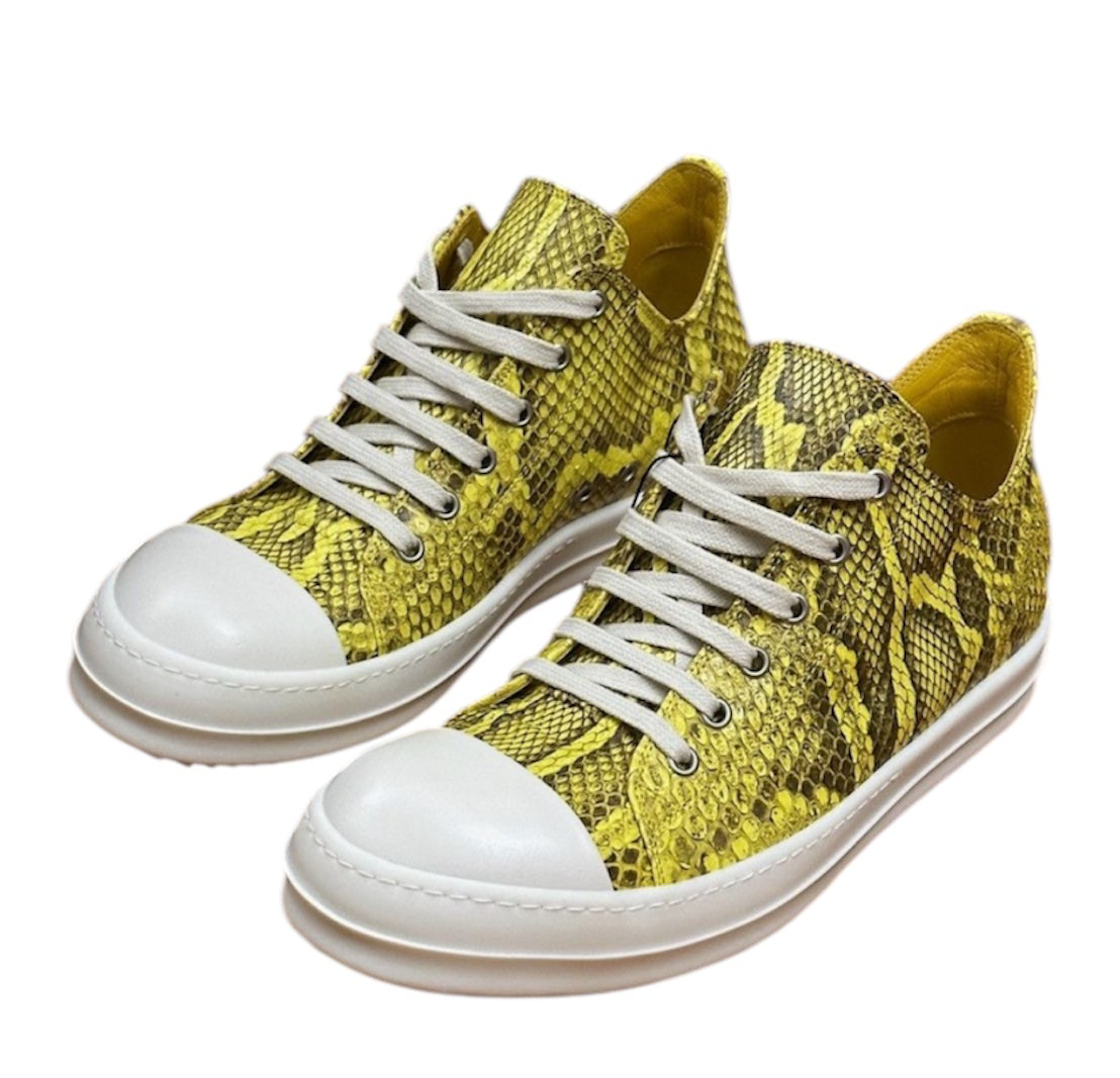 JP Exclusive Snakeskin Low Sneakers – Lemon (Rick Owens) SZ 41