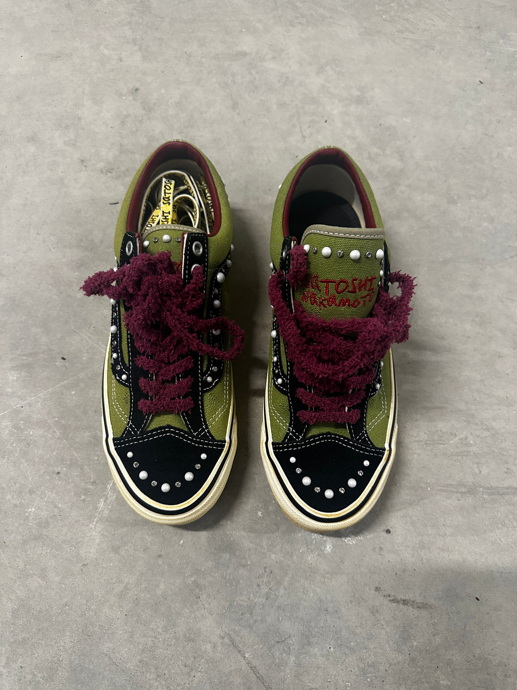 Satoshi Nakamoto Custom Vans – Olive/Black SZ-8.5(41-42)