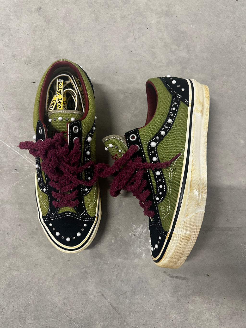 Satoshi Nakamoto Custom Vans – Olive/Black SZ-8.5(41-42)