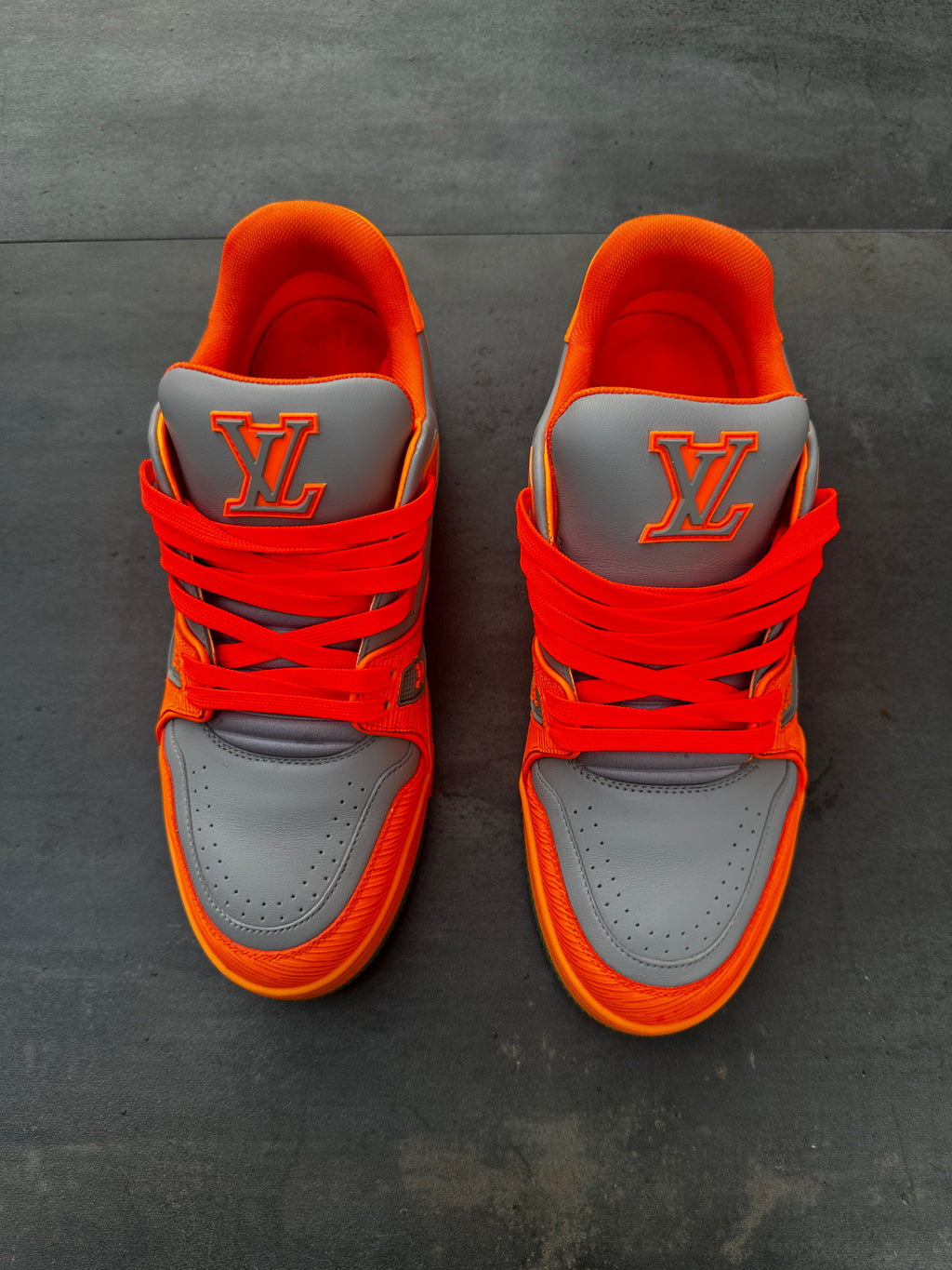 Louis Vuitton Trainer Sneaker – Orange/Grey (Size 6)