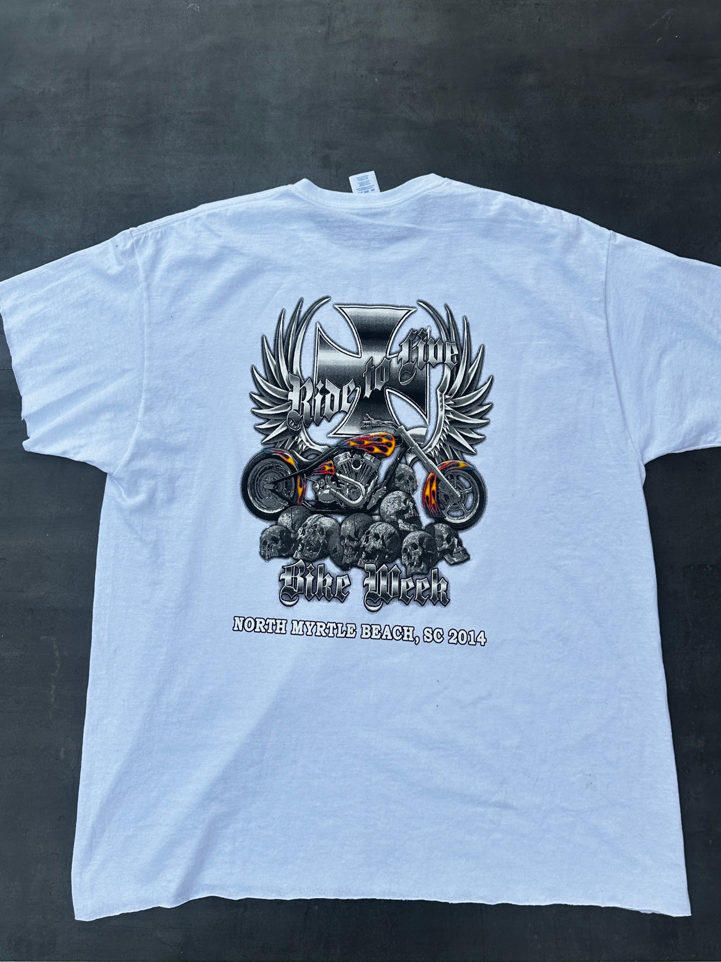 Vintage Ride to Live Bike Week Tee – White (Sz 2XL)