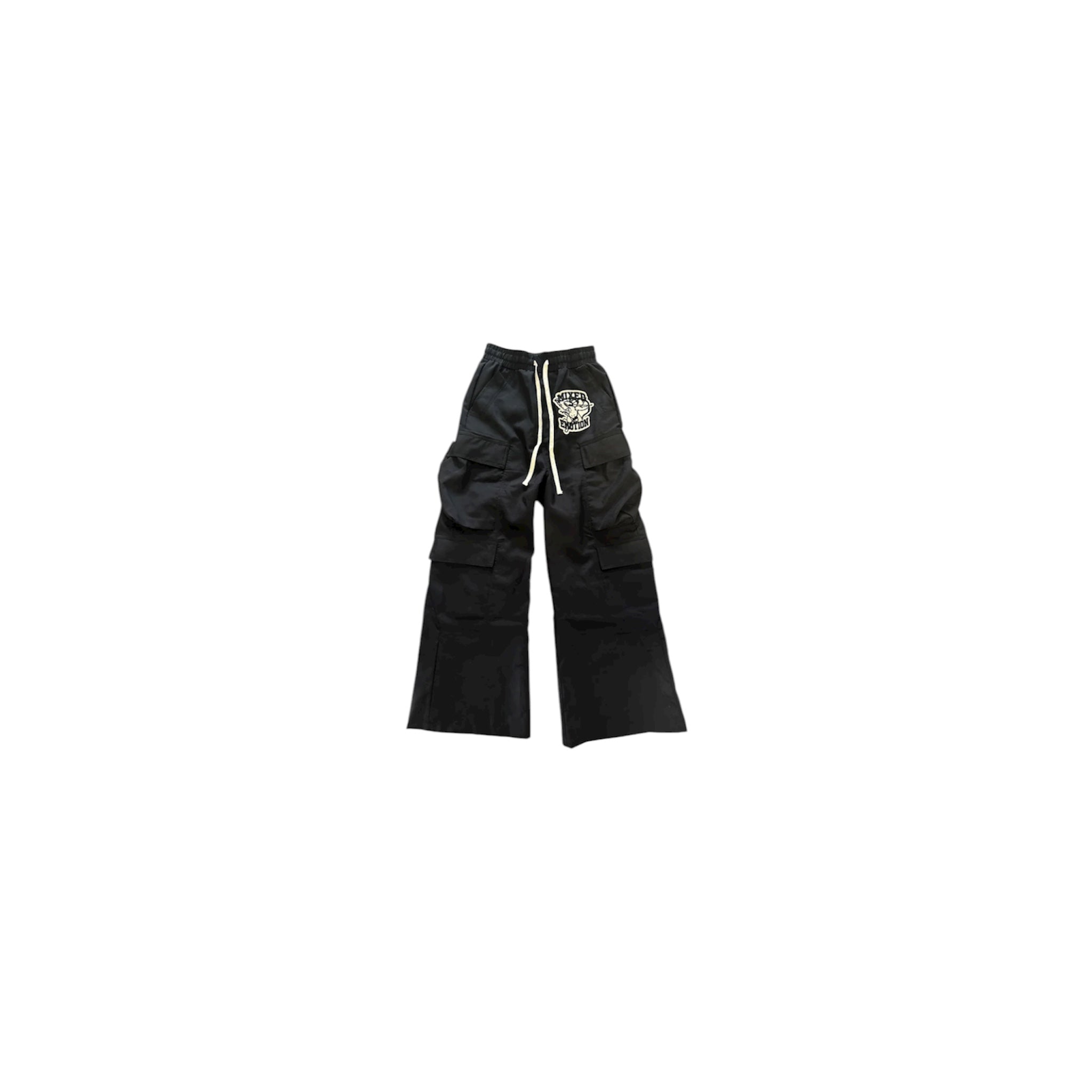 Mixed Emotion Wide-Leg Cargo Pants – Black