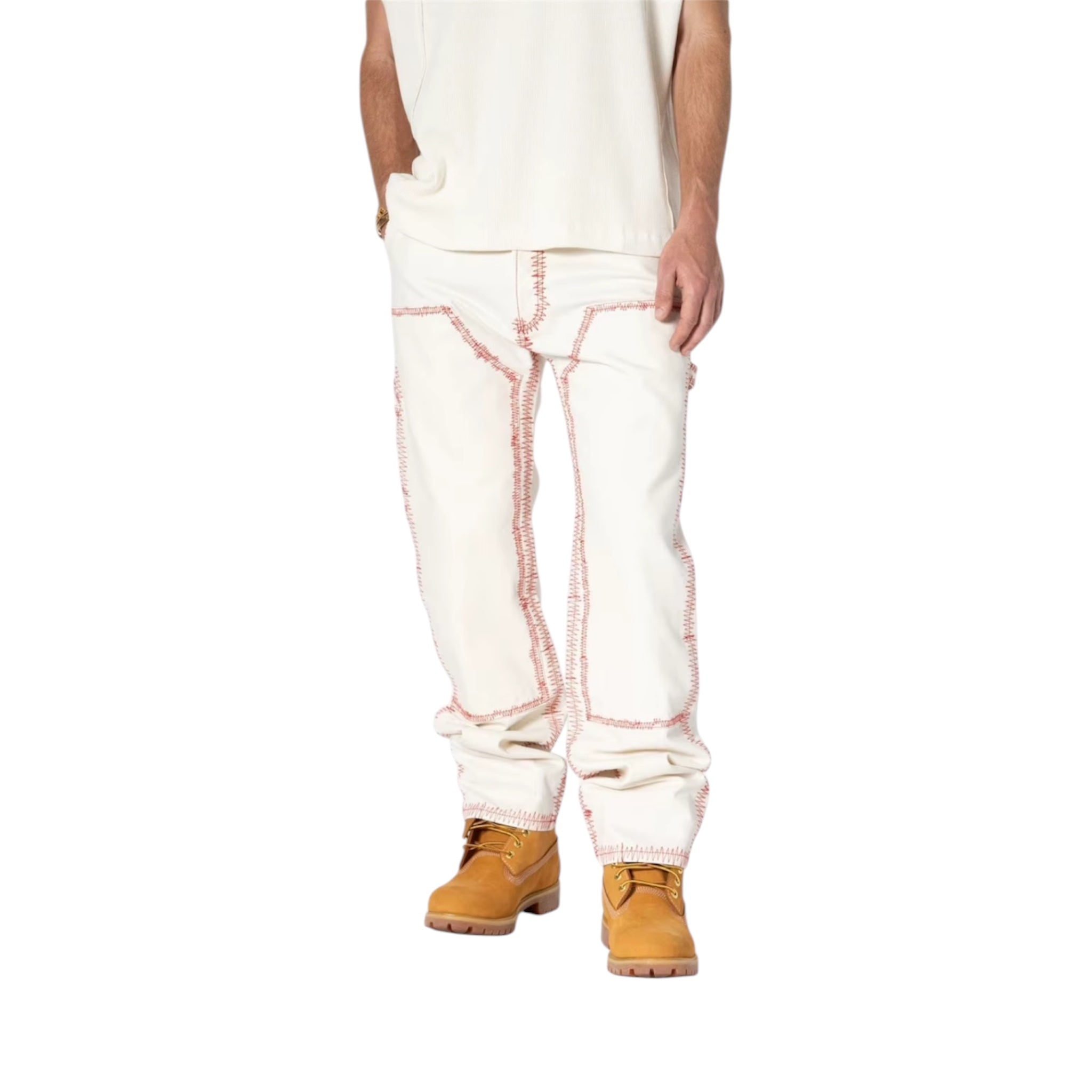 Earthling VIP White/Pink Contrast Stitch Denim – Size 34