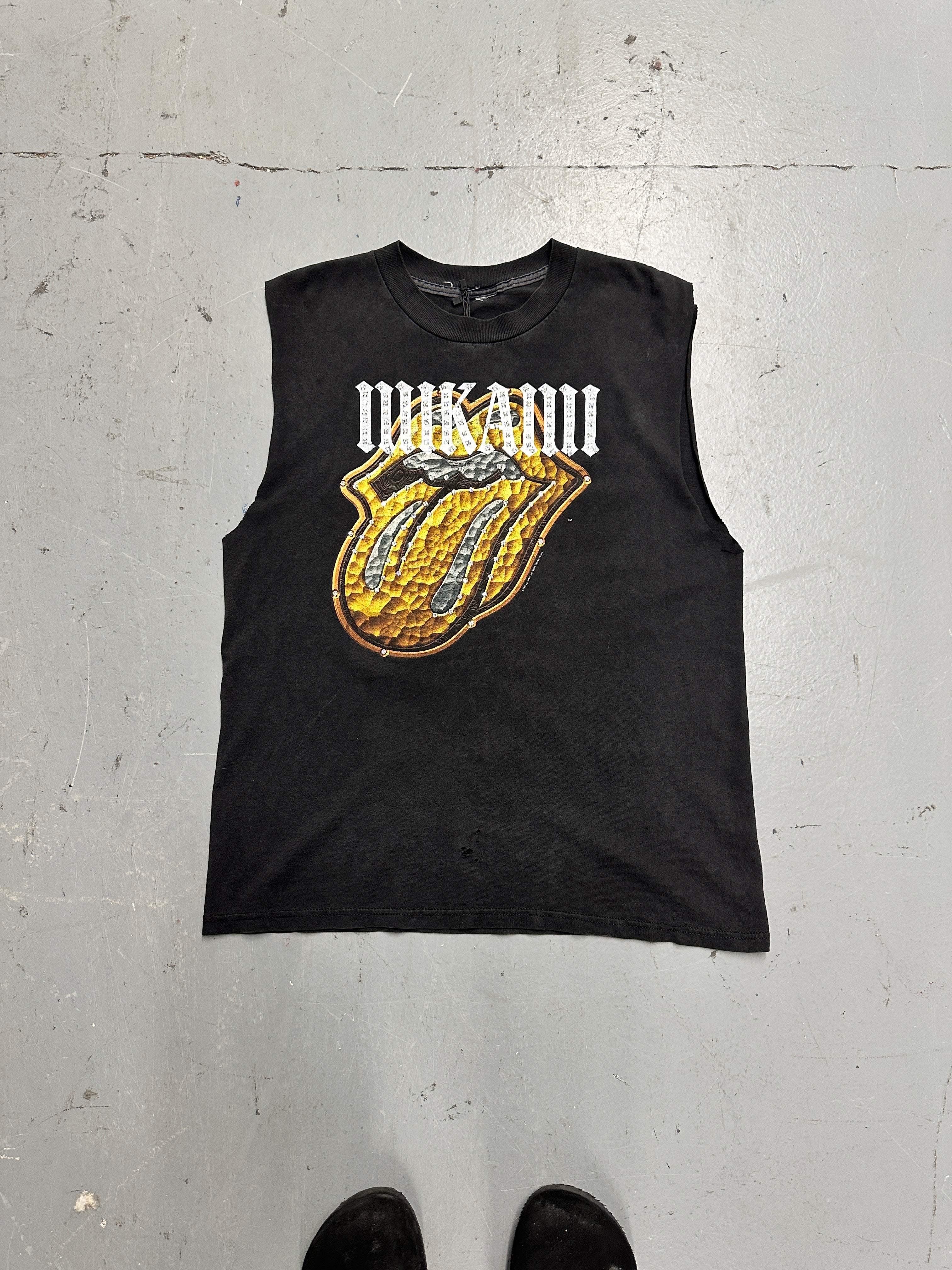 Mi Kami x Rolling Stones Vintage Rhinestone Cut-Off Tee – Size M