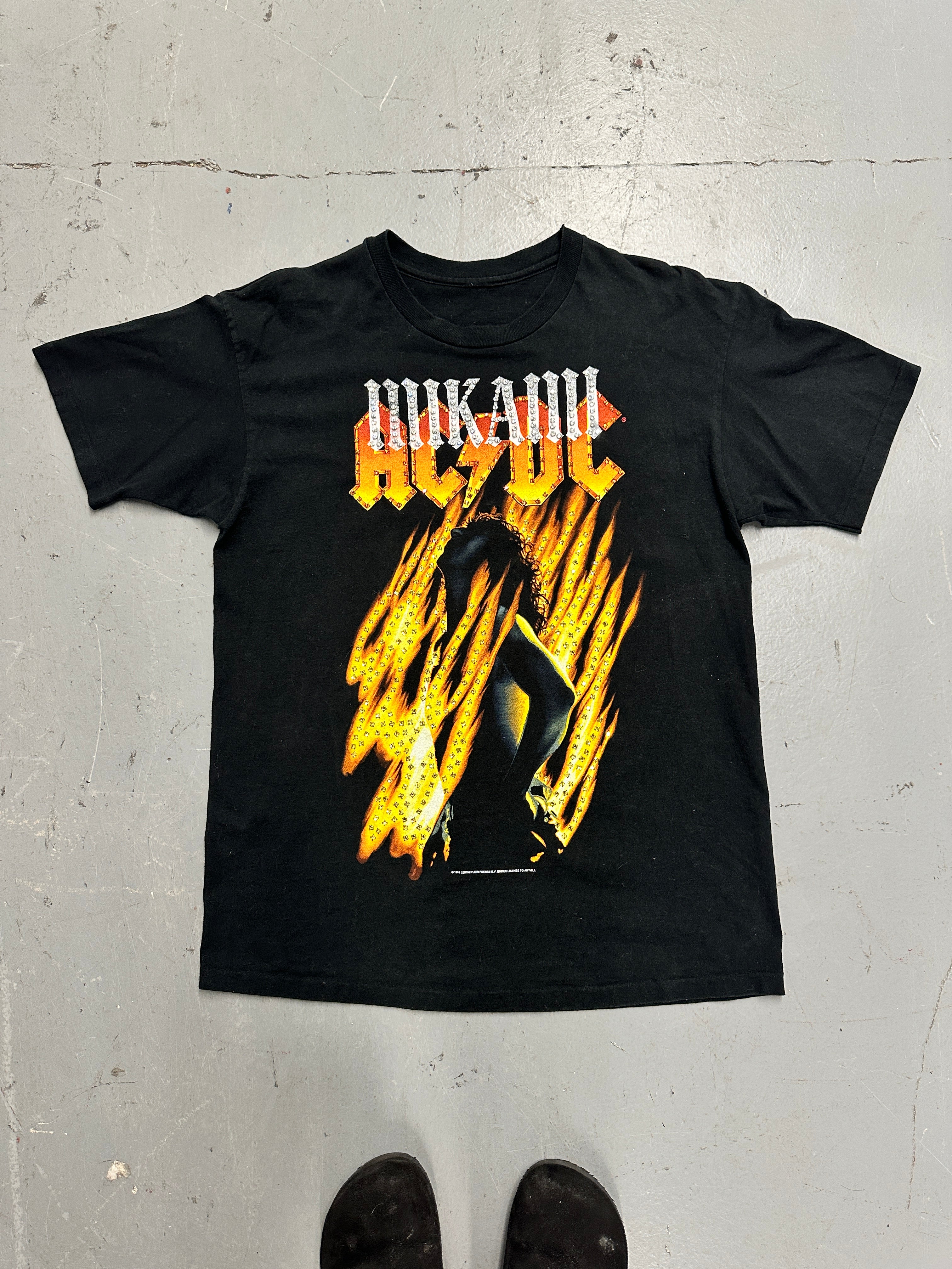 Mi Kami × AC/DC Flames Tee (1 of 1 Hand-Embellished, Size XL / Fits L)