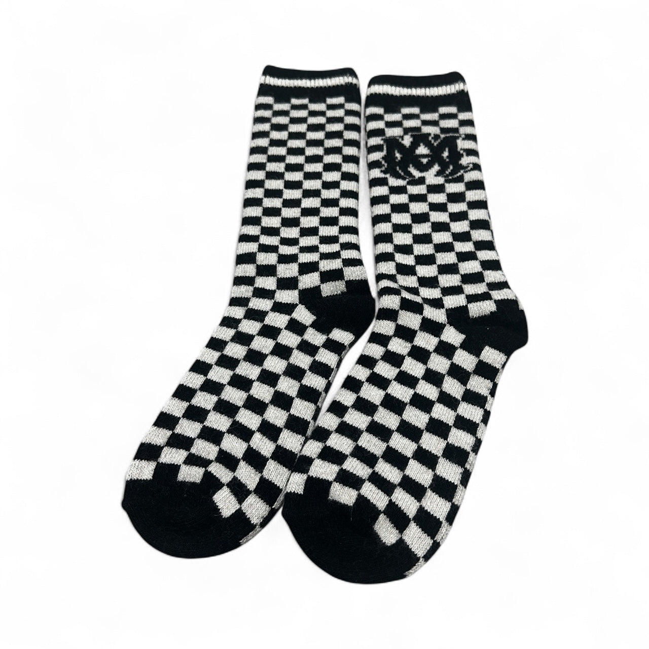 Amiri Checkerboard Logo Socks – Black/White