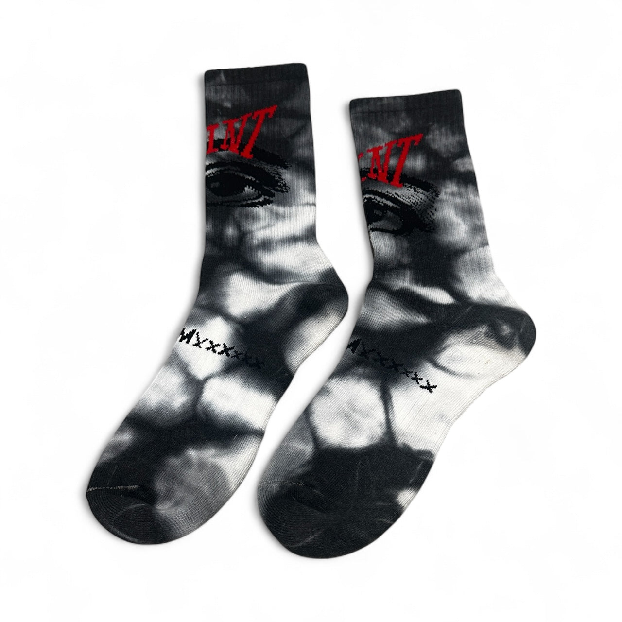 Saint Mxxxxxx Tie-Dye Eye Socks – Black/Whit