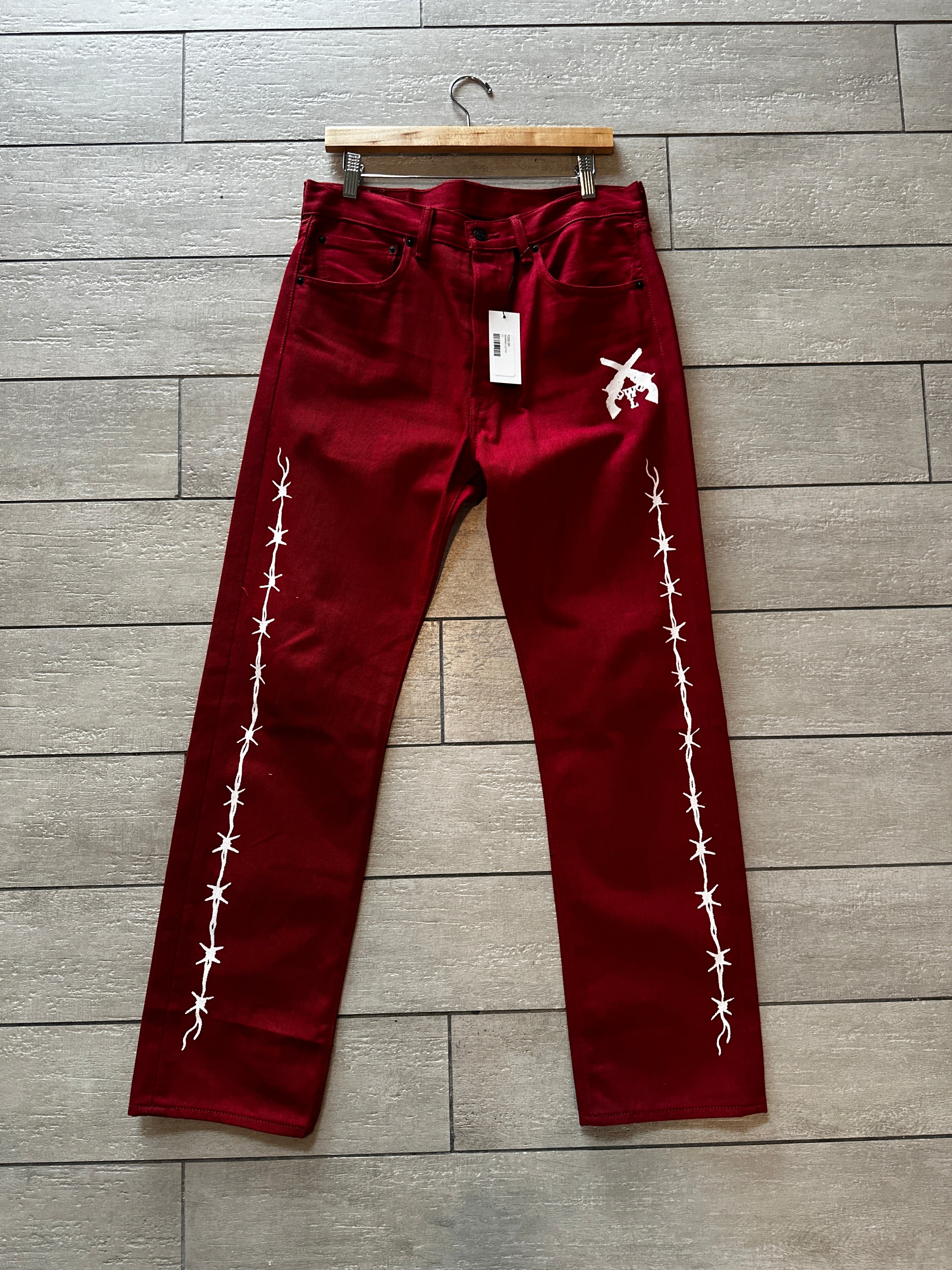 "Warren Lotas Barbed Wire Denim – Red" SZ-32