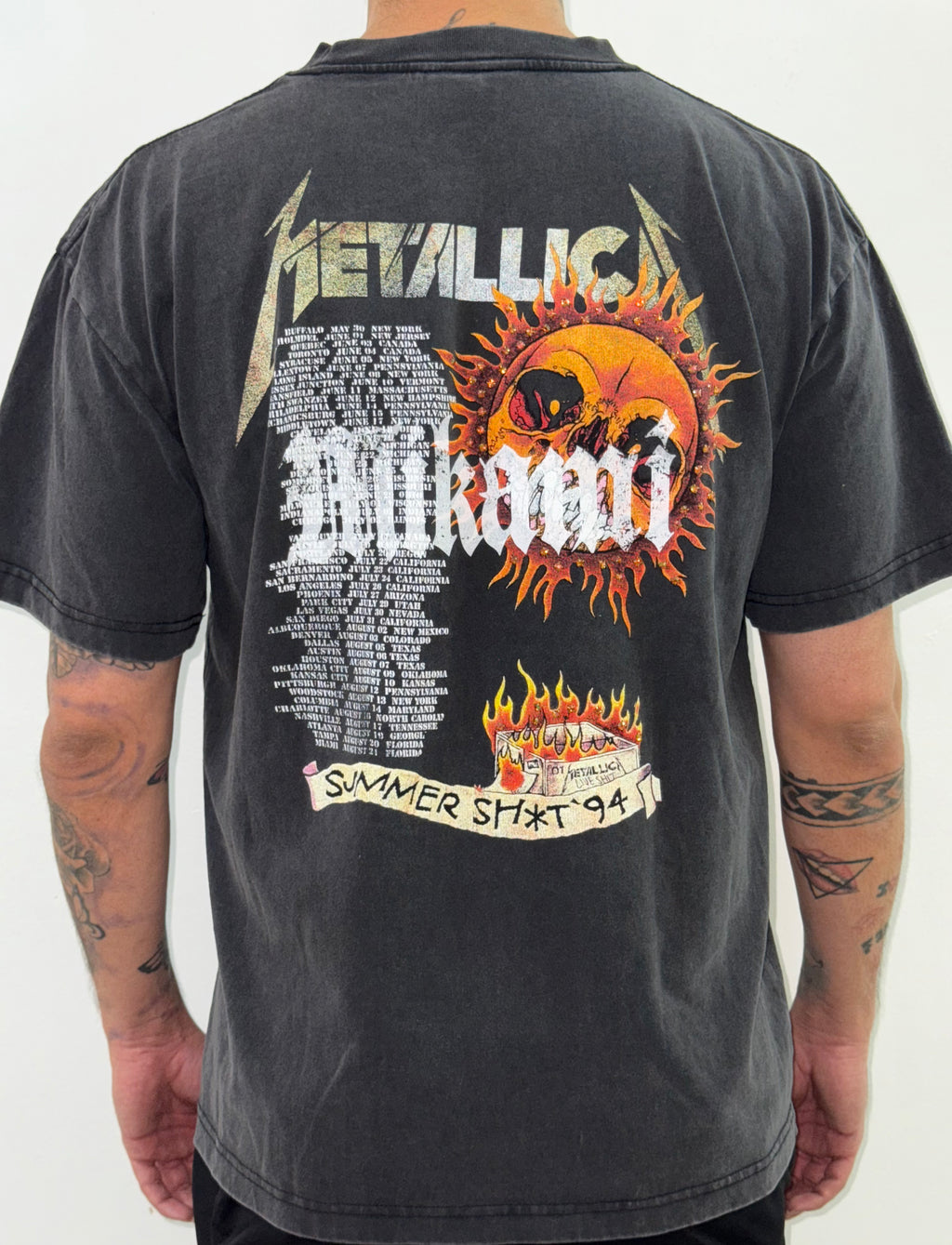 Mi Kami “Flaming Skull” Rhinestone Tee