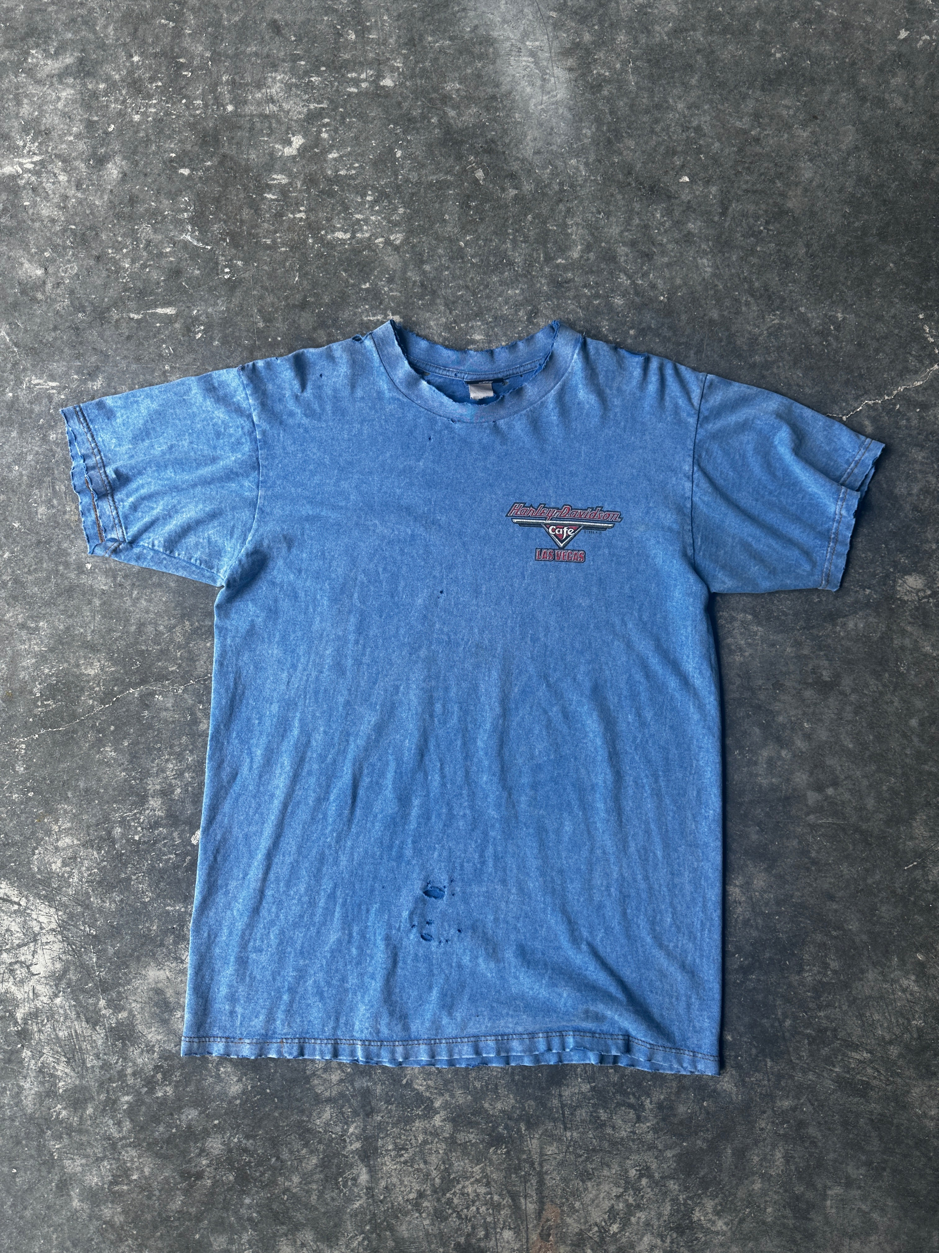 Vintage Blue Motorcycle Graphic Tee – Las Vegas Edition SZ-M