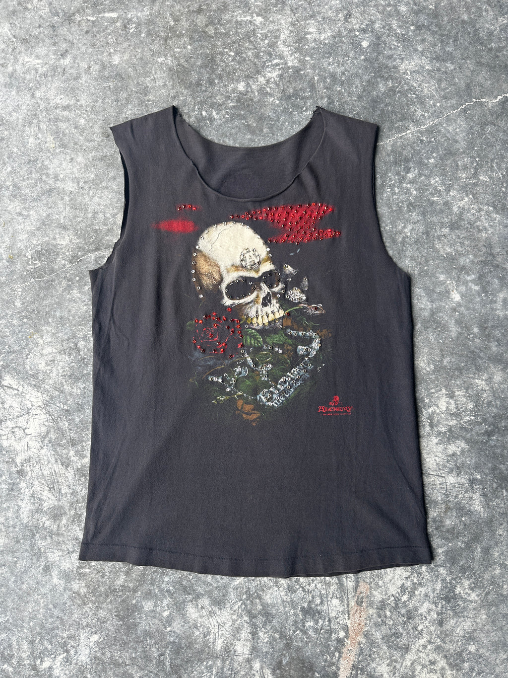 Custom Vintage Skull Tank – Premium Crystal Detailing SZ-L
