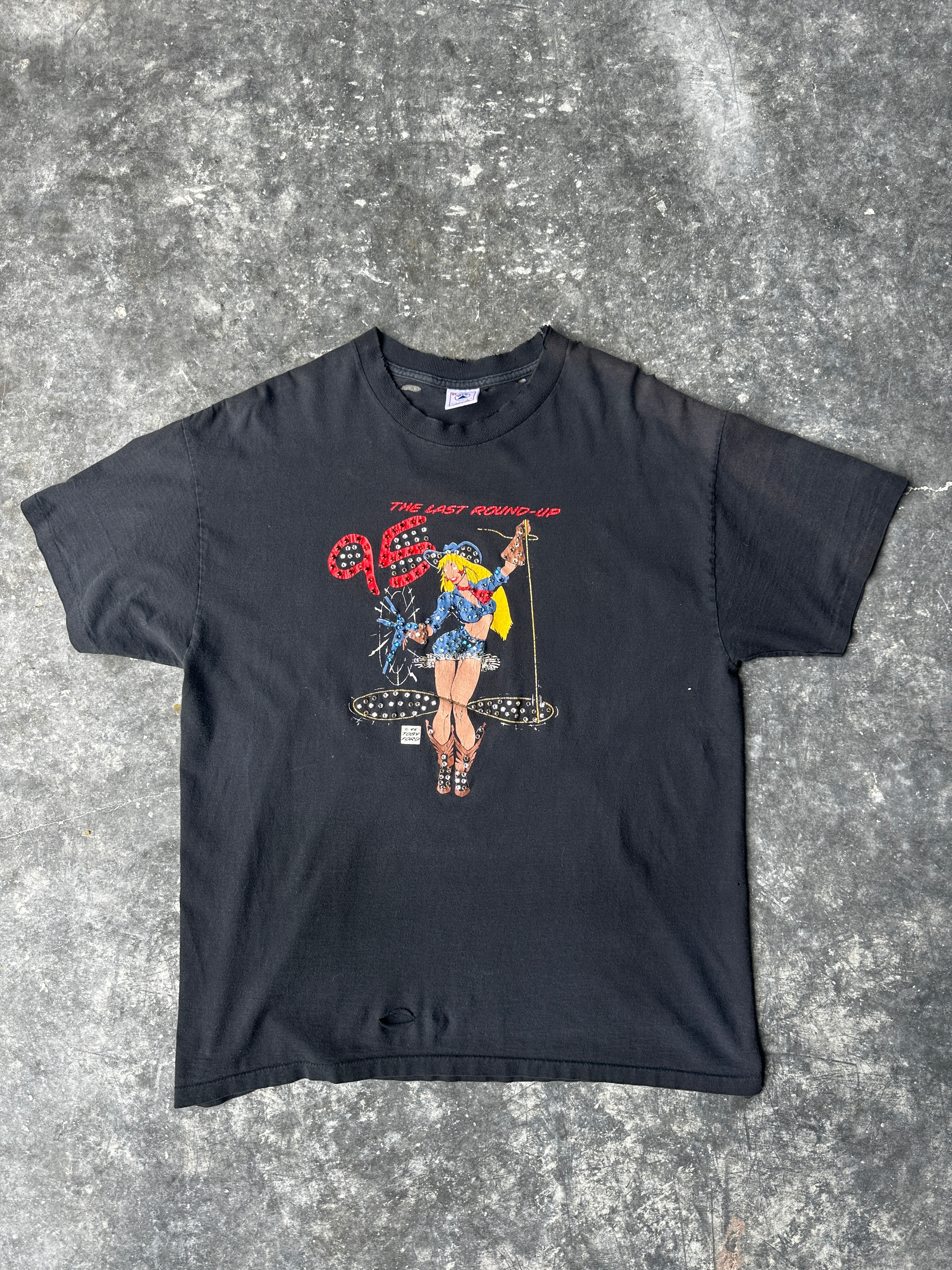 Custom Vintage 90s Pin-Up Tee – Premium Crystal Detailing SZ-XL