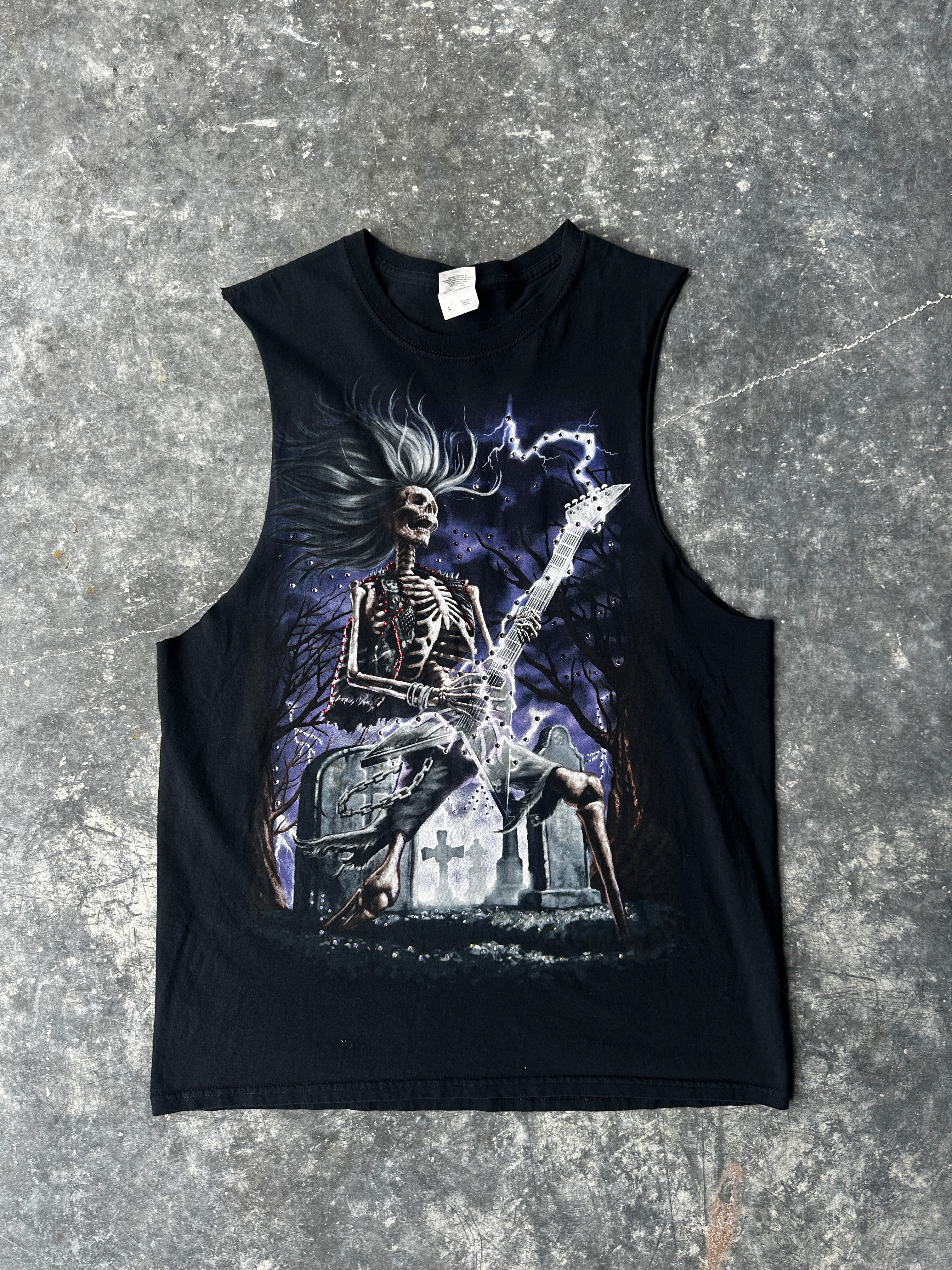 Custom Vintage Skeleton Guitar Tank – Lightning Graphic SZ-L