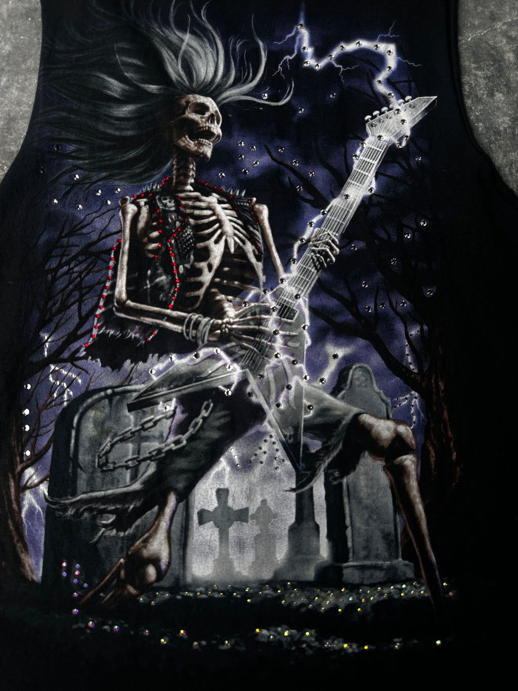 Custom Vintage Skeleton Guitar Tank – Lightning Graphic SZ-L