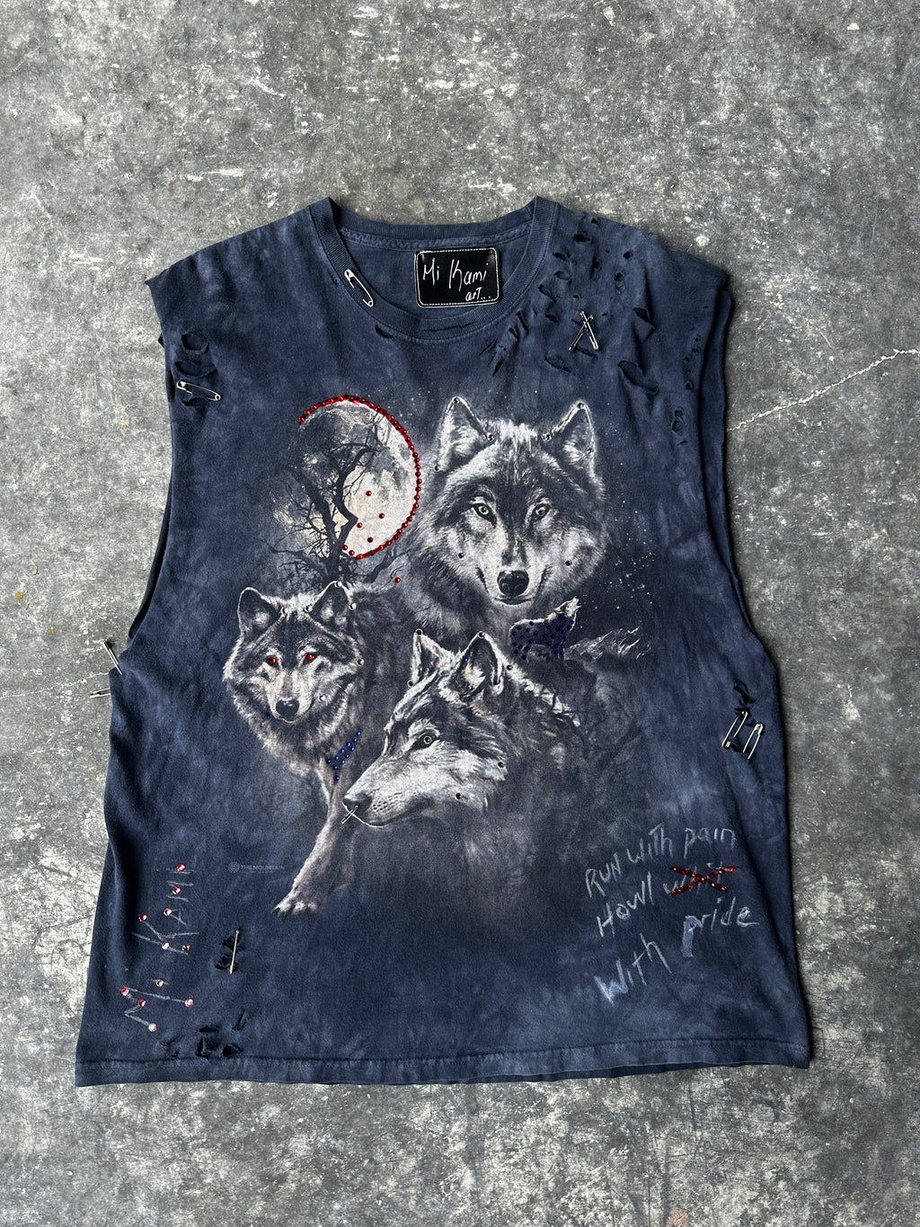 Custom Vintage Wolf Pack Tank – Crystal & Distressed Detailing SZ-XL