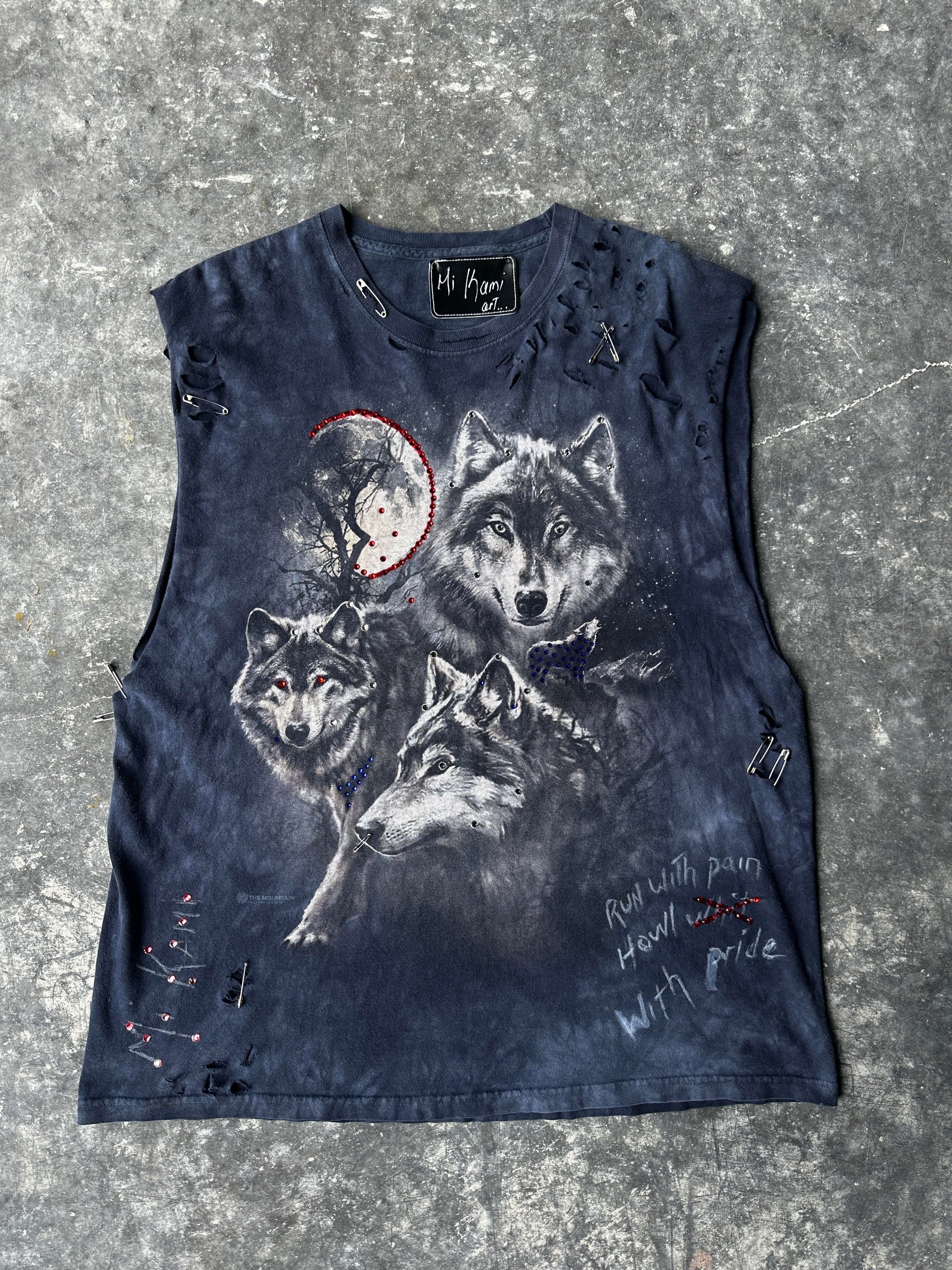 Custom Vintage Wolf Pack Tank – Crystal & Distressed Detailing SZ-XL