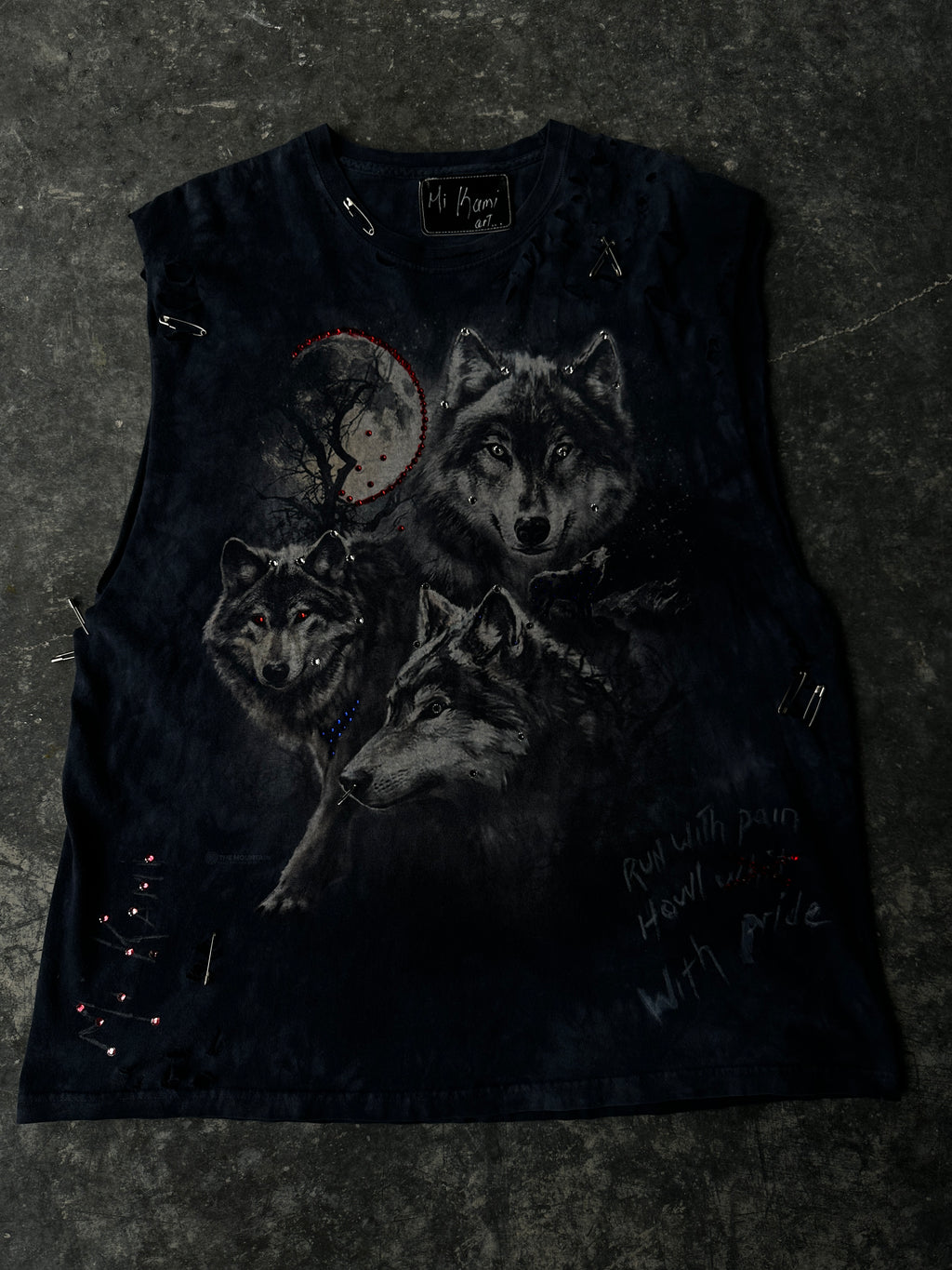 Custom Vintage Wolf Pack Tank – Crystal & Distressed Detailing SZ-XL