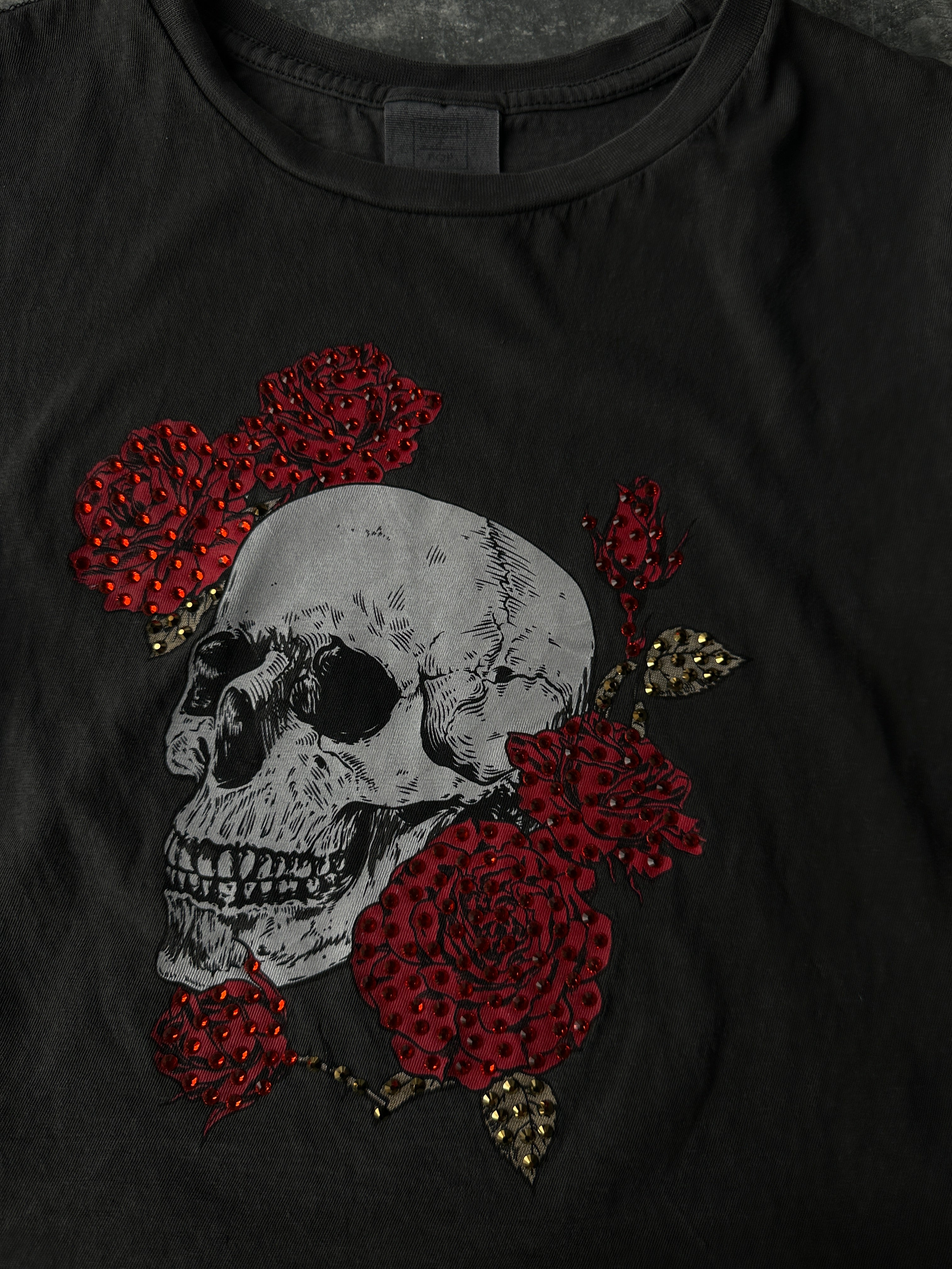 Custom Vintage Skull & Roses Tee – Women’s Size S