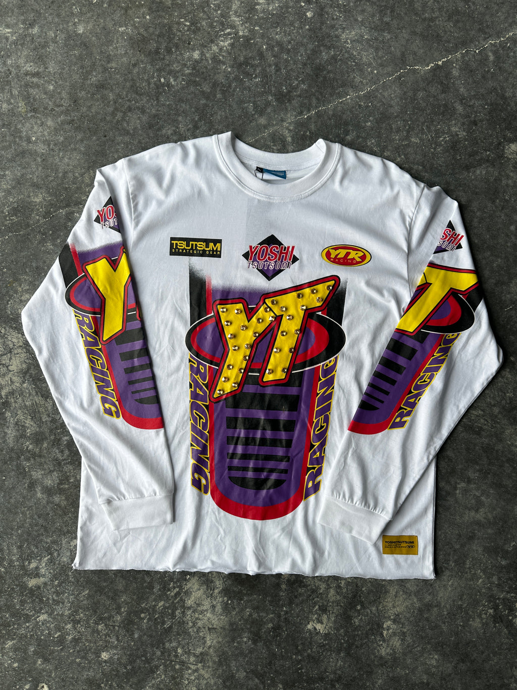 Yoshi Long Sleeve Racing Jersey – White/Purple – Size XL