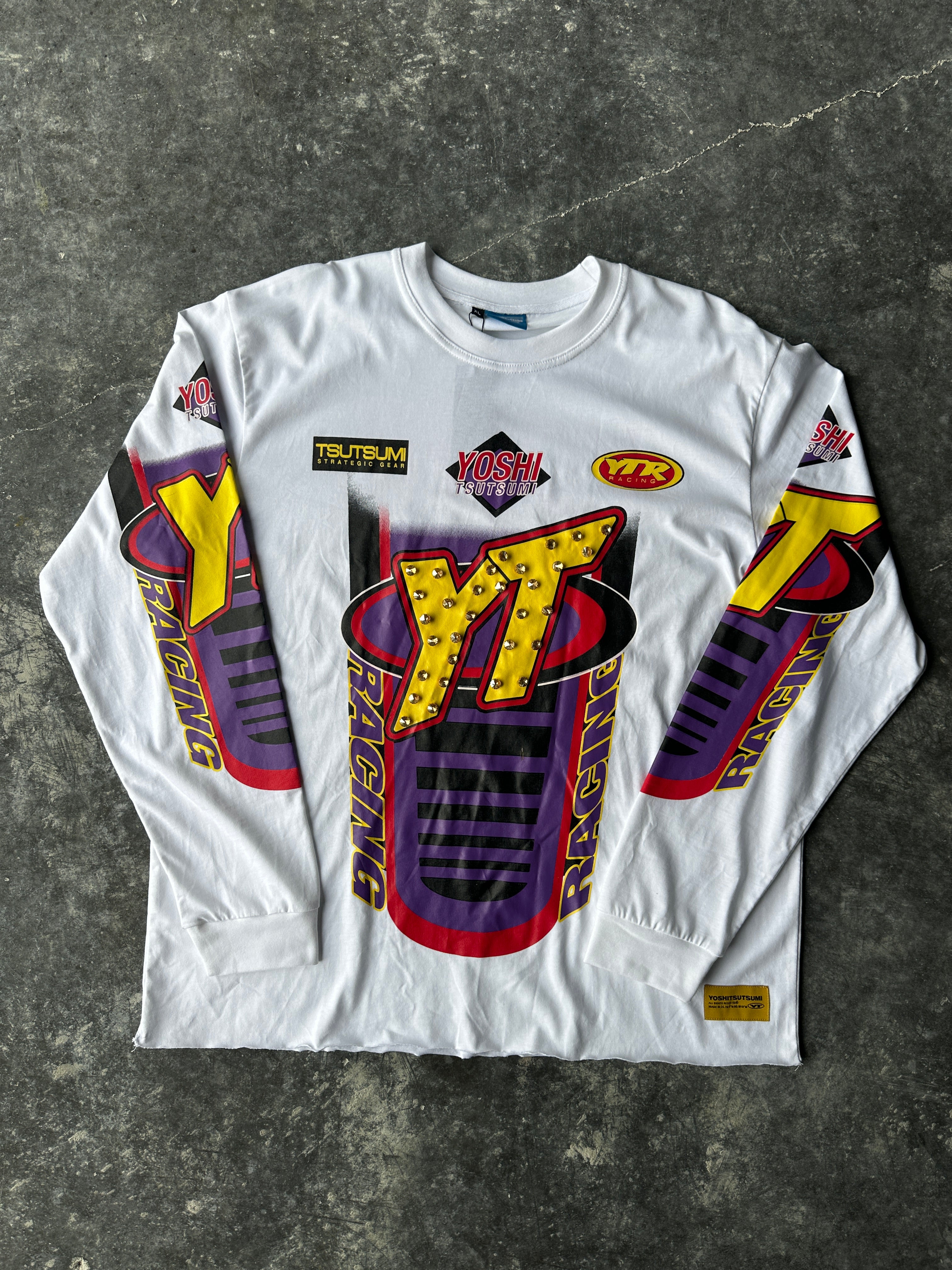 Yoshi Long Sleeve Racing Jersey – White/Purple – Size XL
