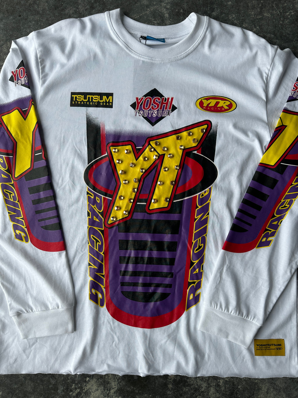 Yoshi Long Sleeve Racing Jersey – White/Purple – Size XL