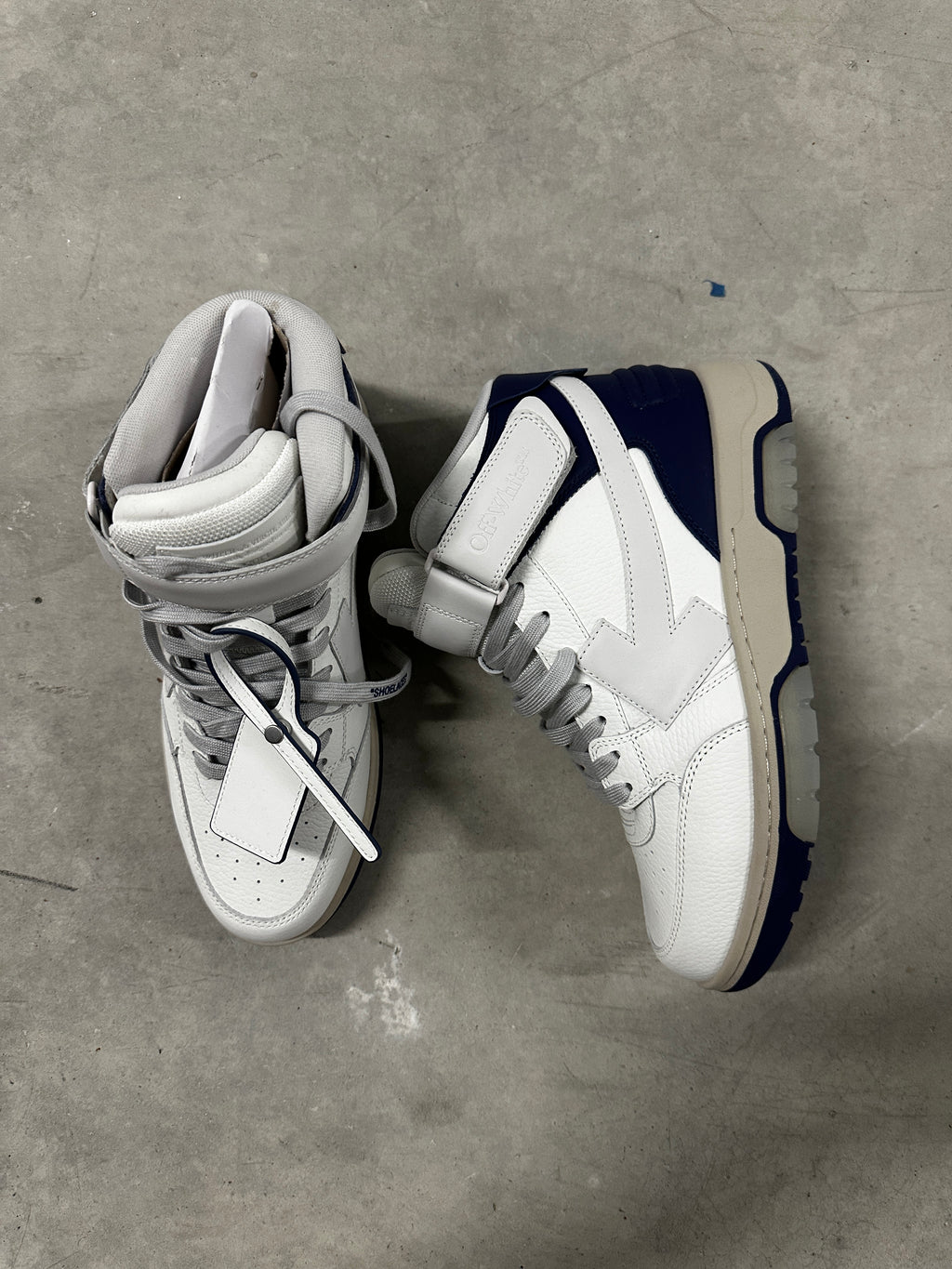 Off-White Out of Office Mid "White/Grey/Navy" – Size 41