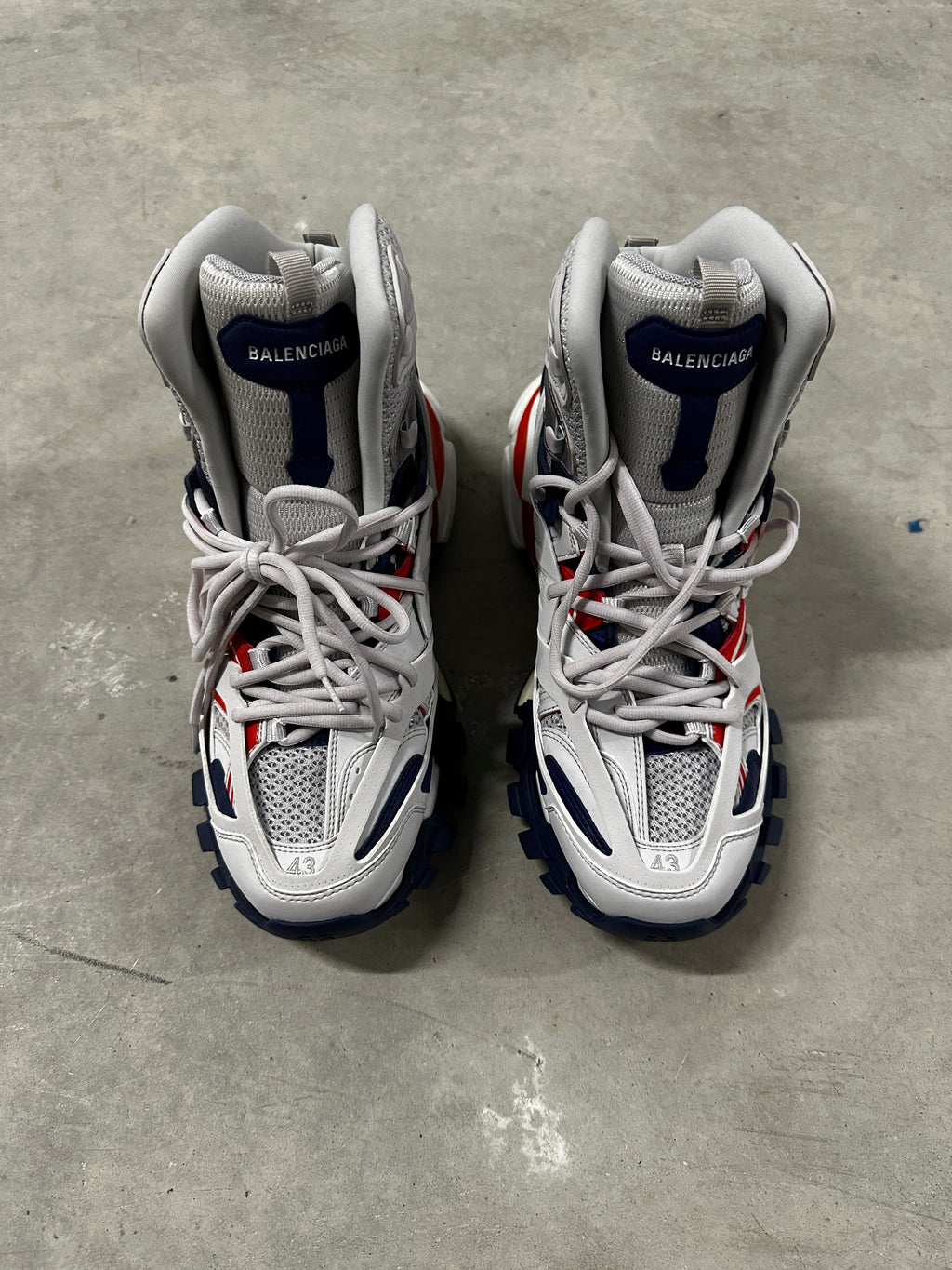 Balenciaga Track Sneaker "White/Navy/Red" – Size 43