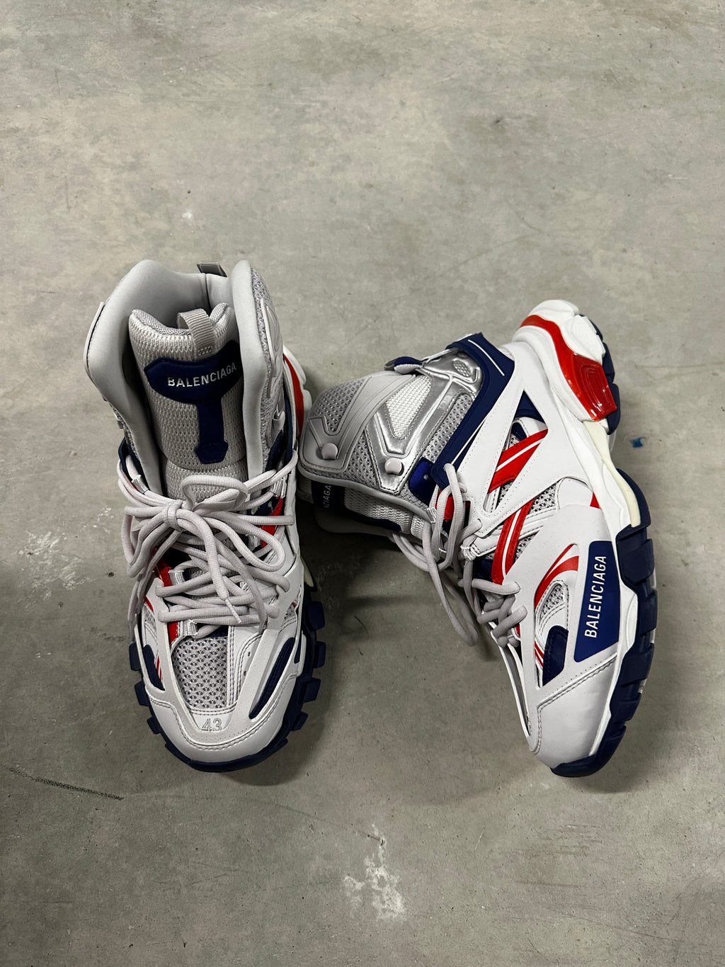 Balenciaga Track Sneaker "White/Navy/Red" – Size 43