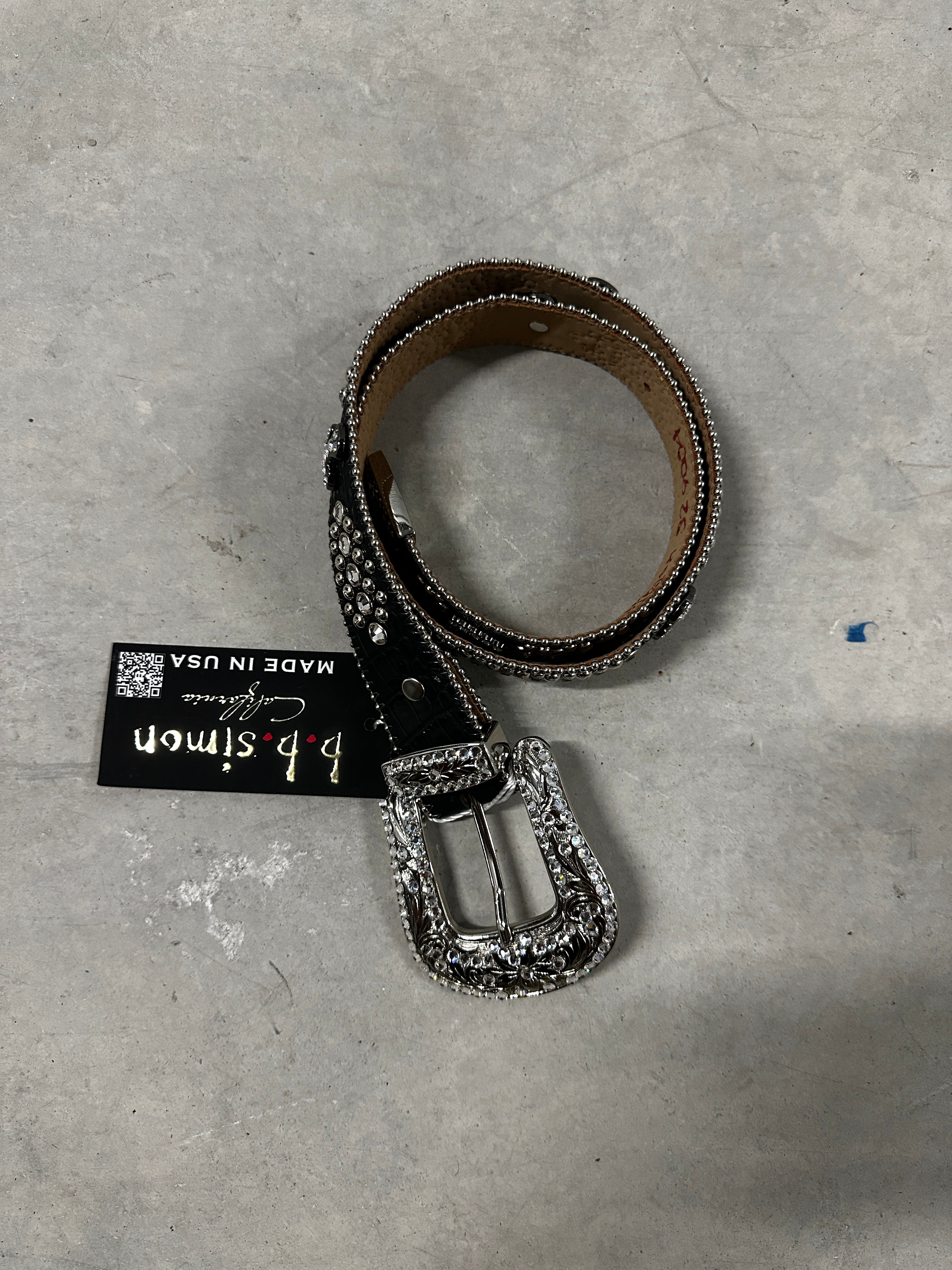 B.B. Simon Crystal Belt "Black/Silver"