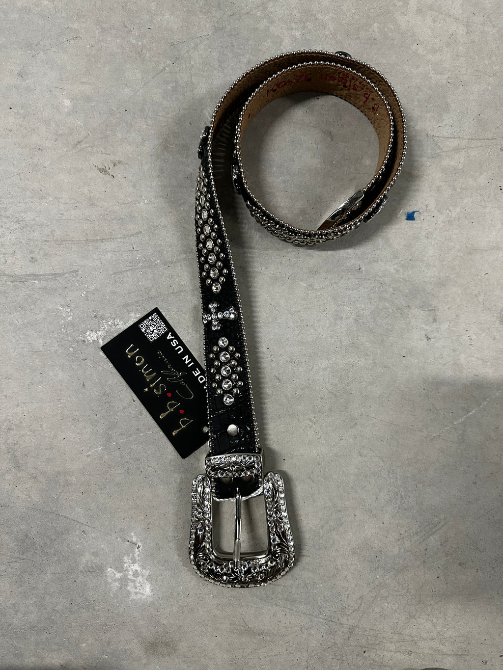 B.B. Simon Crystal Belt "Black/Silver"