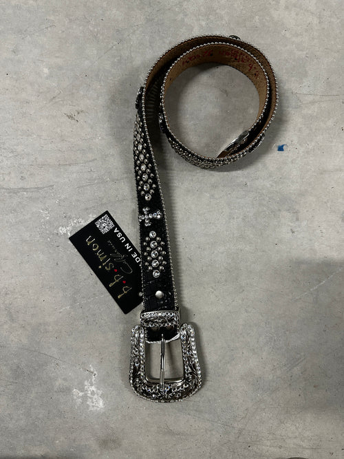 B.B. Simon Crystal Belt "Black/Silver"