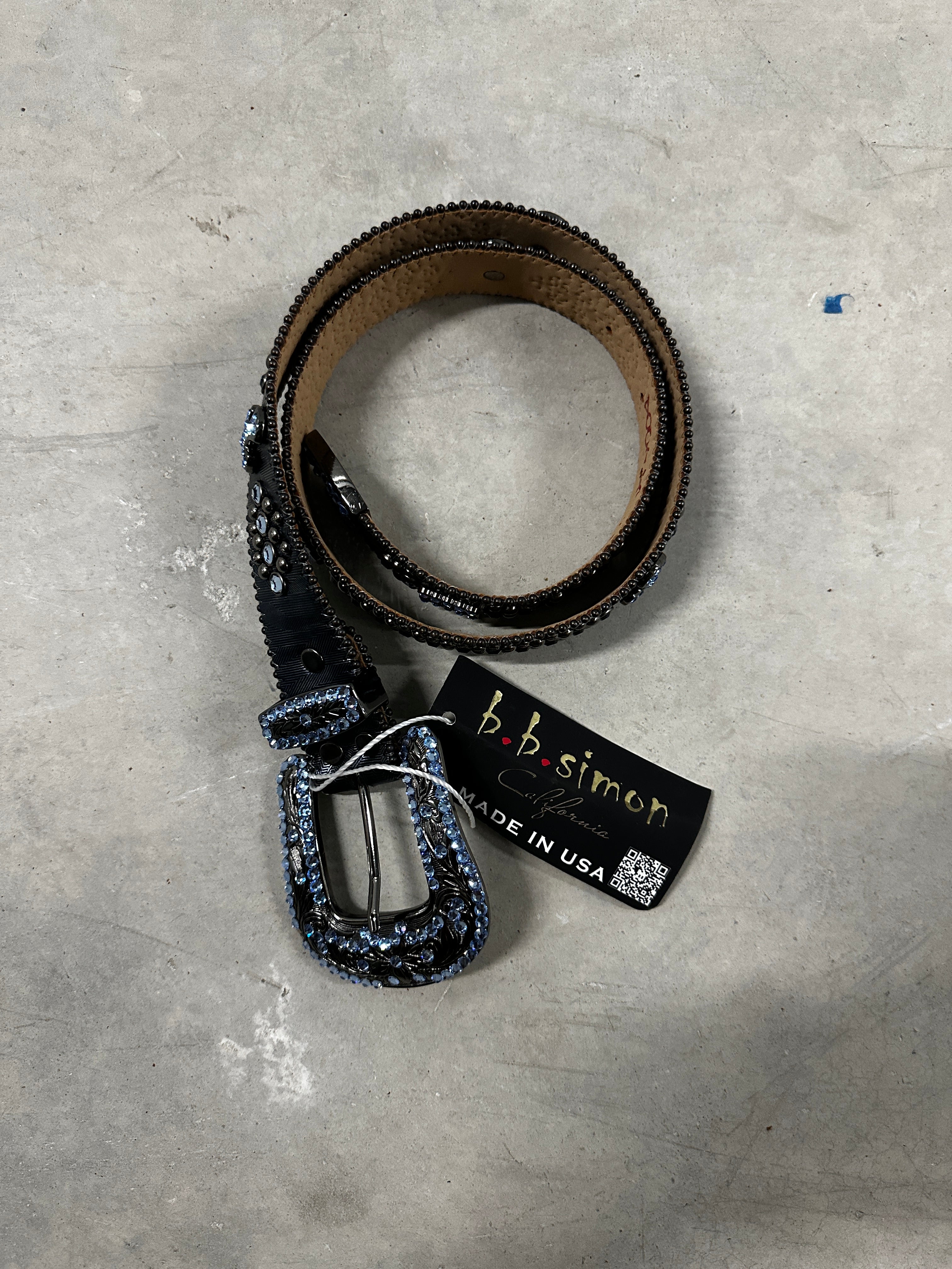 B.B. Simon Crystal Belt "Black/Blue"