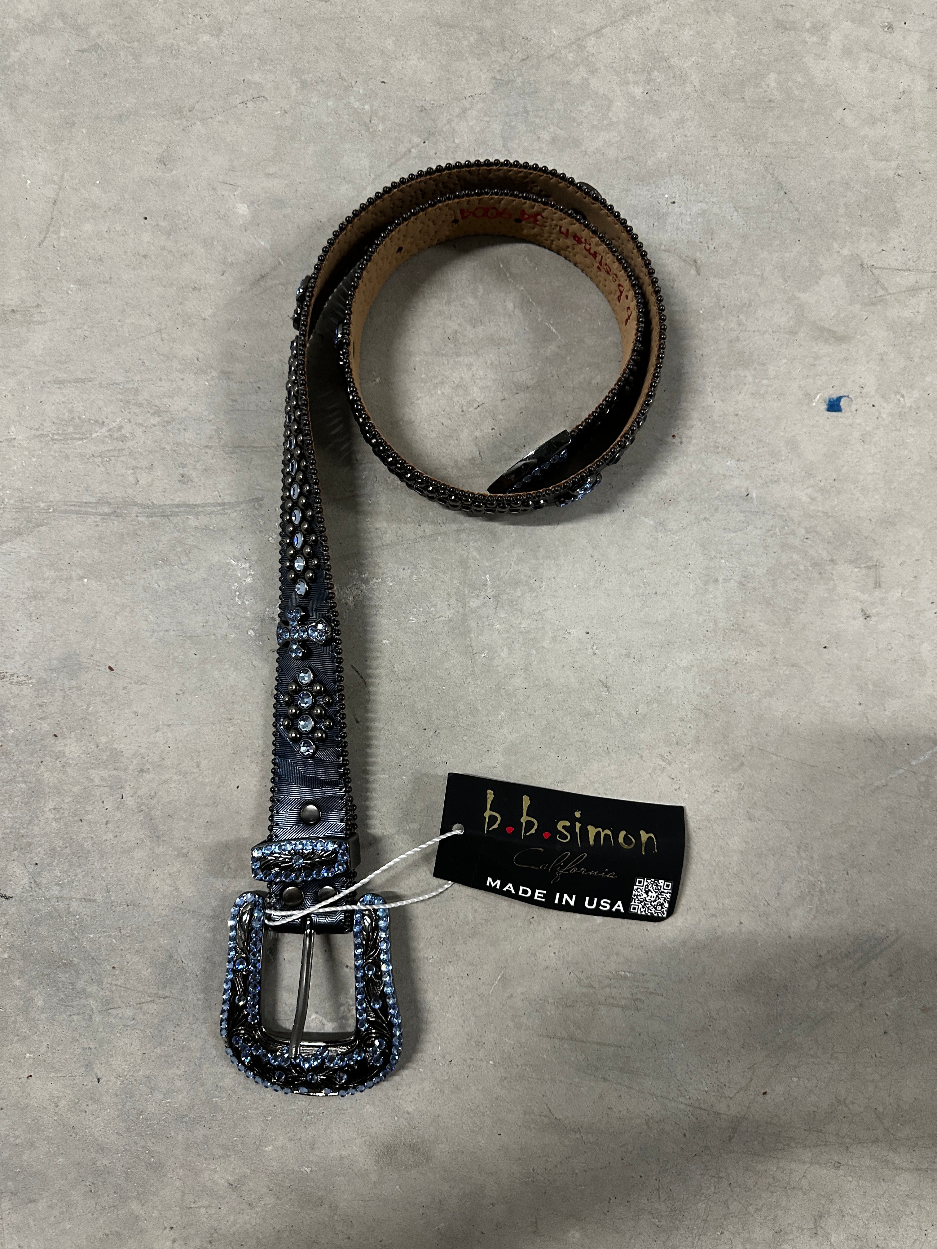 B.B. Simon Crystal Belt "Black/Blue"