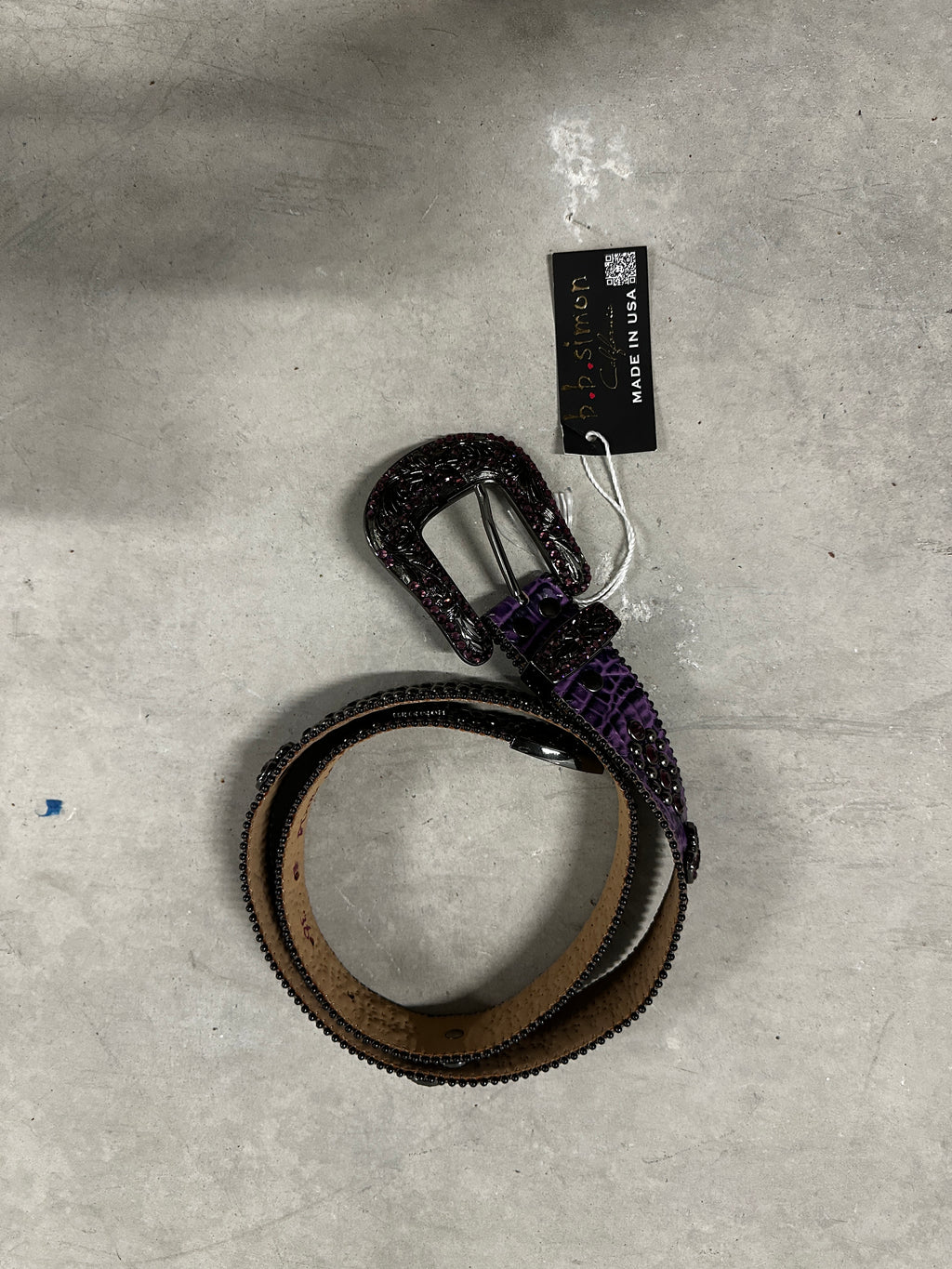 B.B. Simon Crystal Belt "Purple Croc"