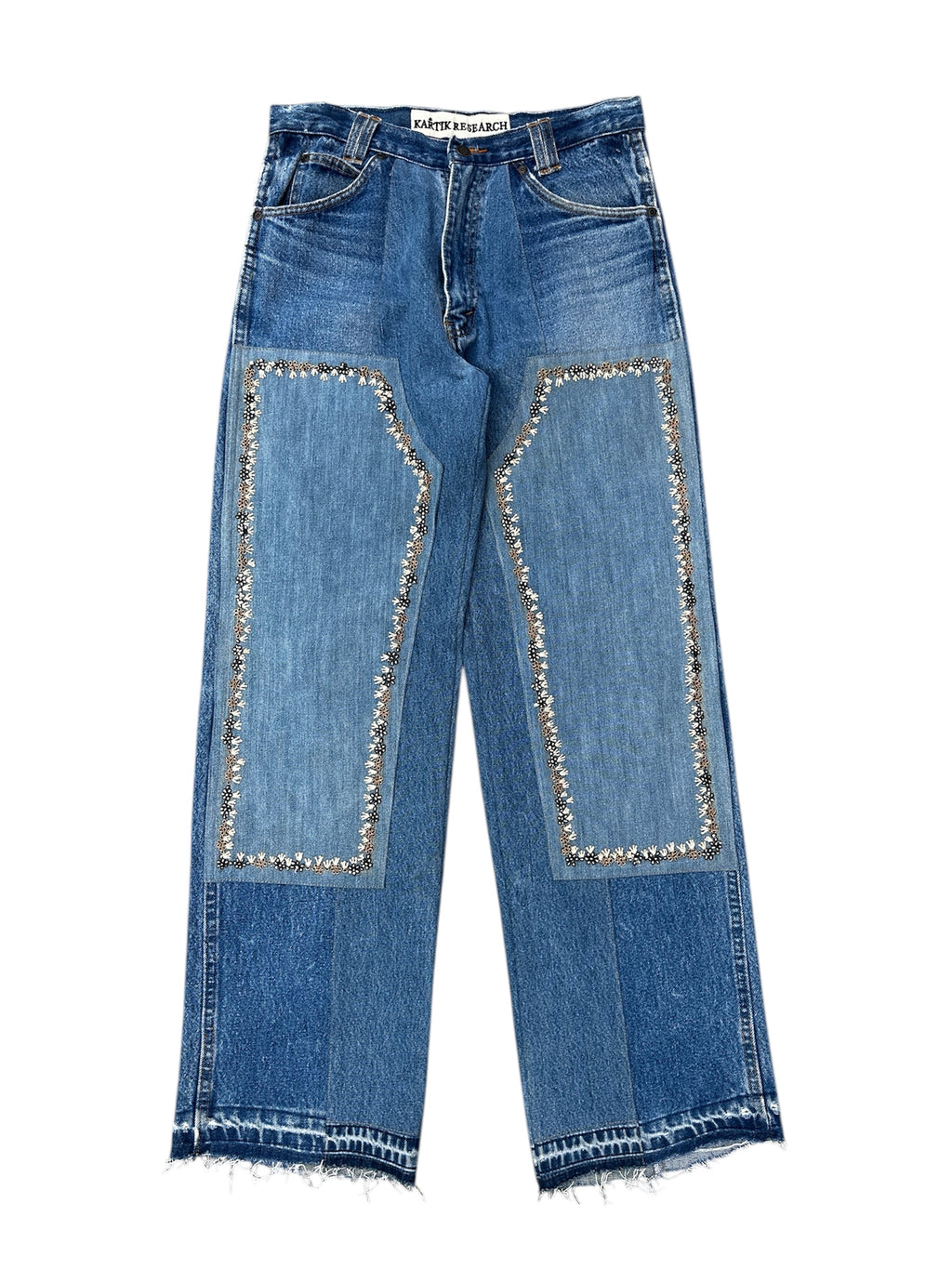 Kartik Research Floral Patchwork Denim – Indigo (Size 34 / Run 33)