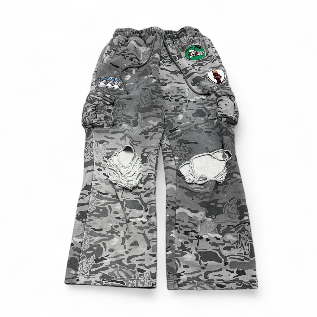 Triple 7 Camo Patchwork Cargo Pants (Used 8.5/10)