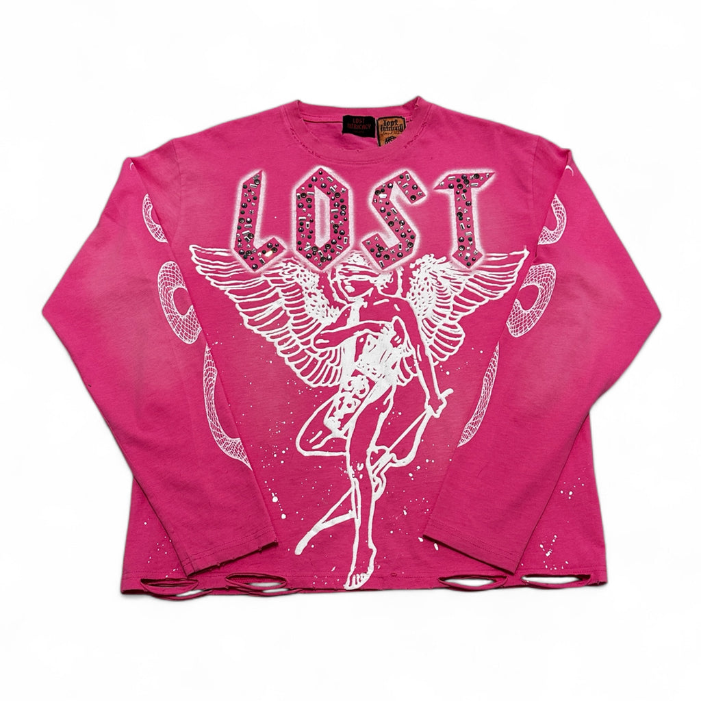 Lost Intricacy Angel Rhinestone Long Sleeve – Pink