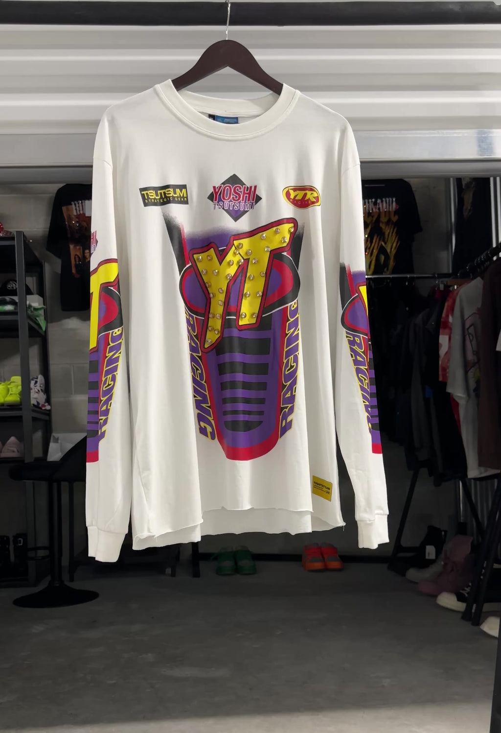 Yoshi Long Sleeve Racing Jersey – White/Purple – Size XL